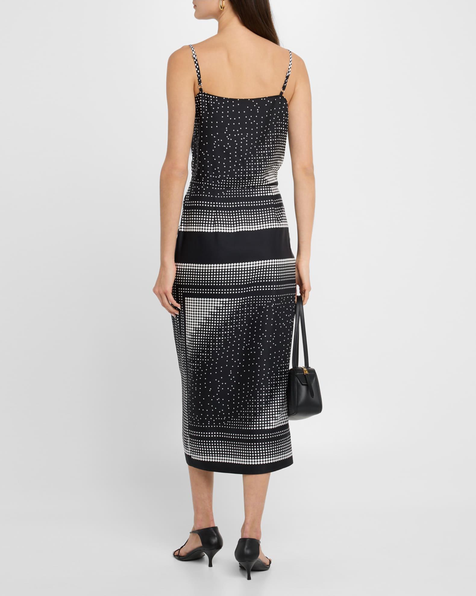 Angie Ruched Dot-Print Silk Midi Dress Product Image
