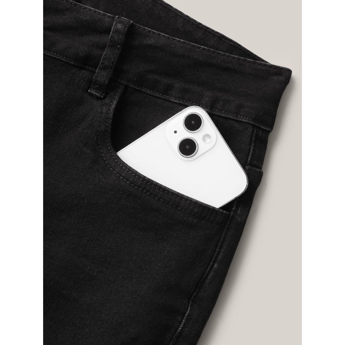 Plus Size Mid-Rise Classic Boot Cut Jeans Women Denimblack Timeless Medium stretch Slanted pocket Jeans BloomChic 16/1X Product Image