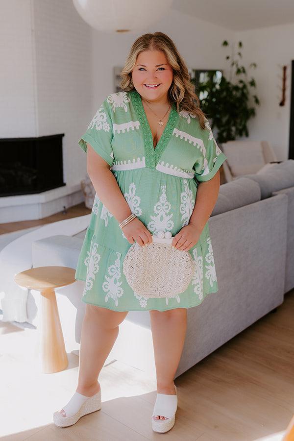 Resort Chic Mini Dress in Green Curves Product Image