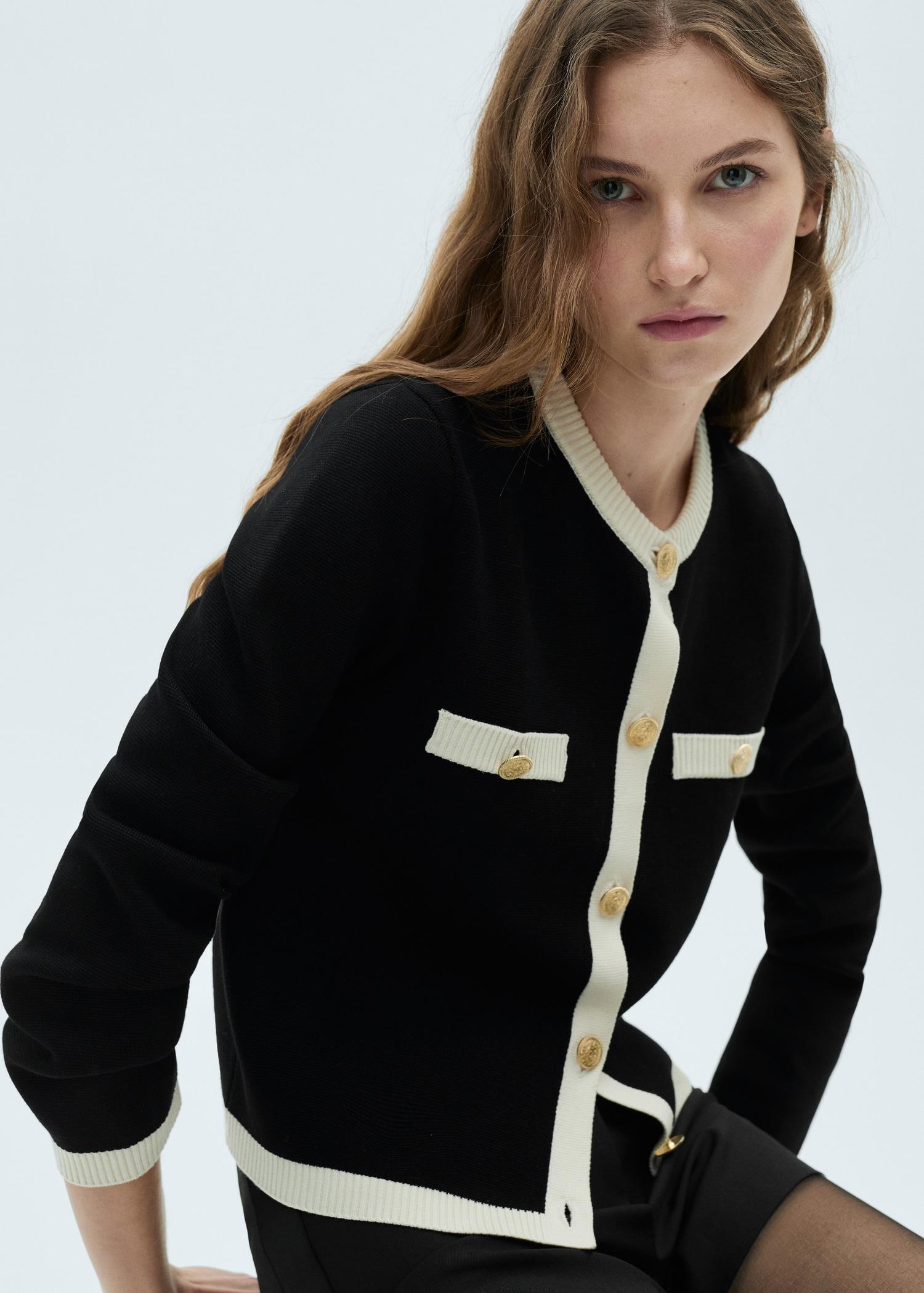 Knitted jacket with jewel buttons - Women | MANGO USA Product Image