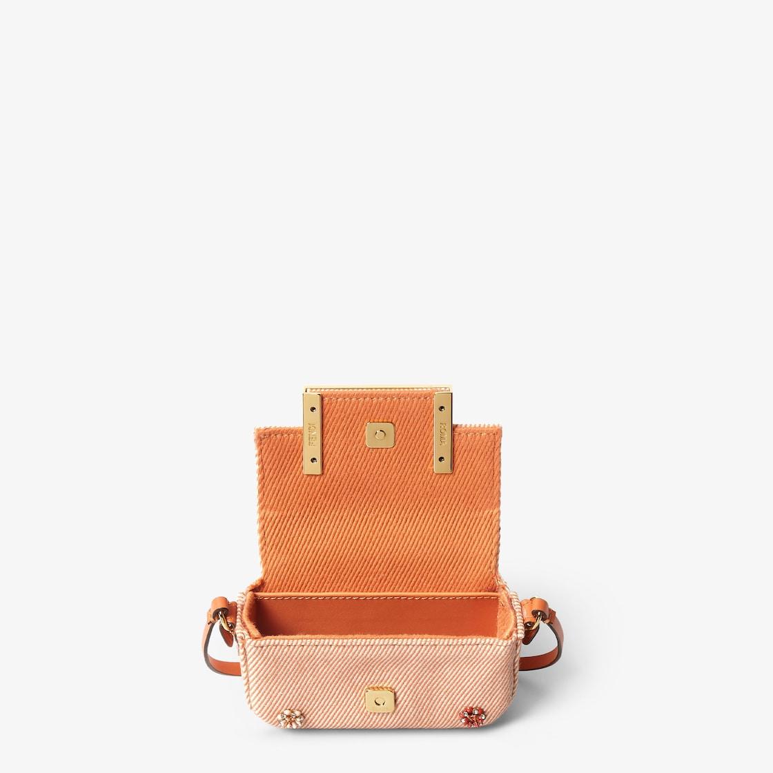 Nano Baguette CharmOrange denim charm with Fendi Flower Bouquet embroidery Product Image