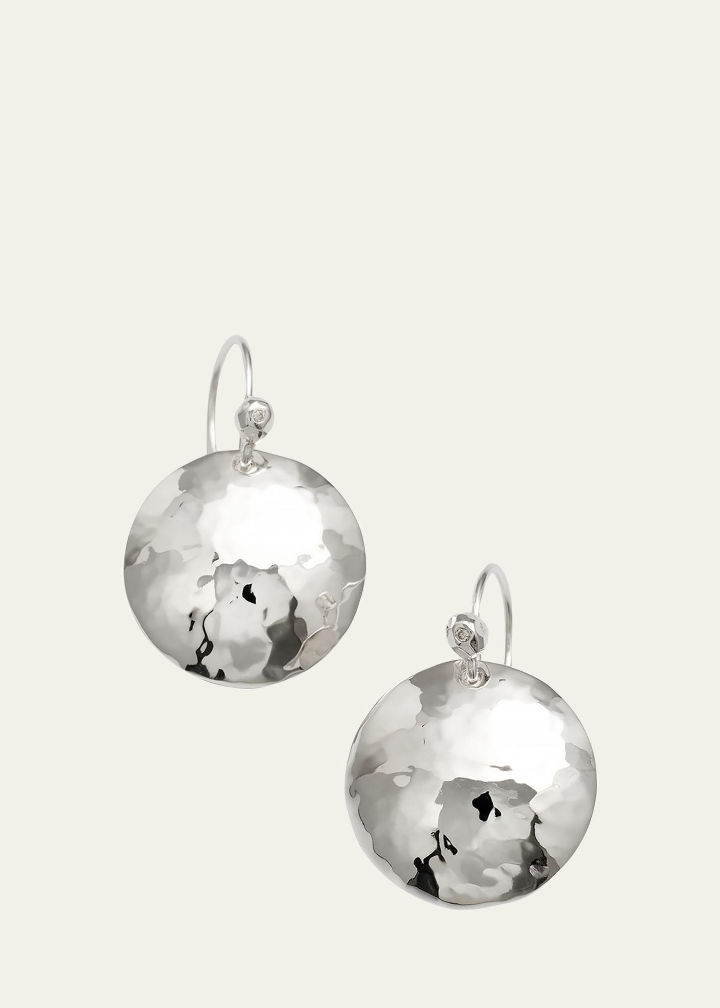 Womens Classico Sterling Silver Hammered Dome Disc Drop Earrings Product Image