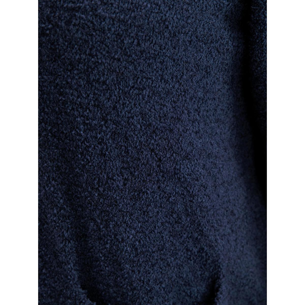 Plus Size Solid Super Soft Plush Knit Open Front Cardigan DarkBlue Women Casual Loose Long Sleeve Office Cardigans BloomChic 14-16/1X Product Image