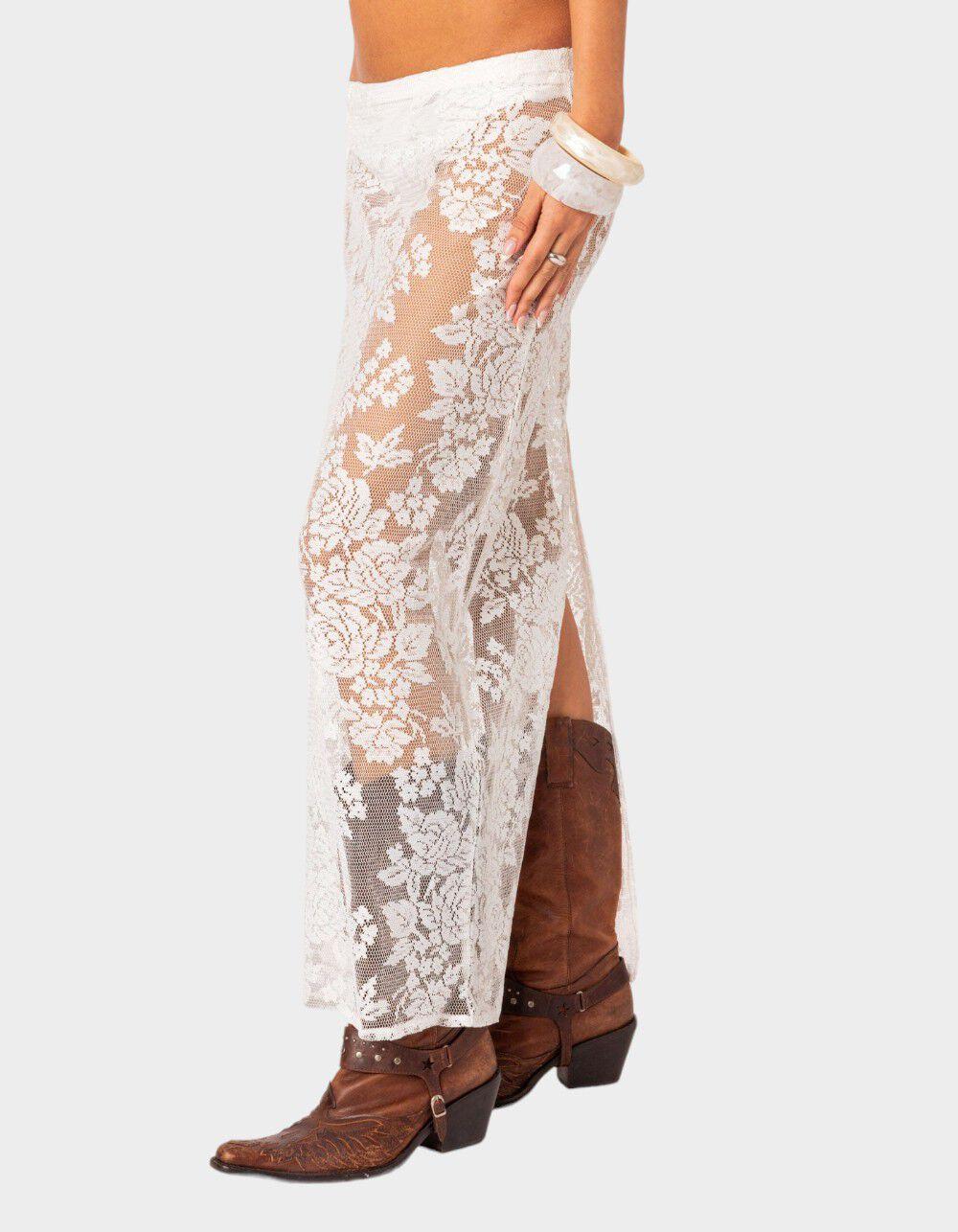 EDIKTED Bess Sheer Lace Maxi Skirt - WHITE Product Image