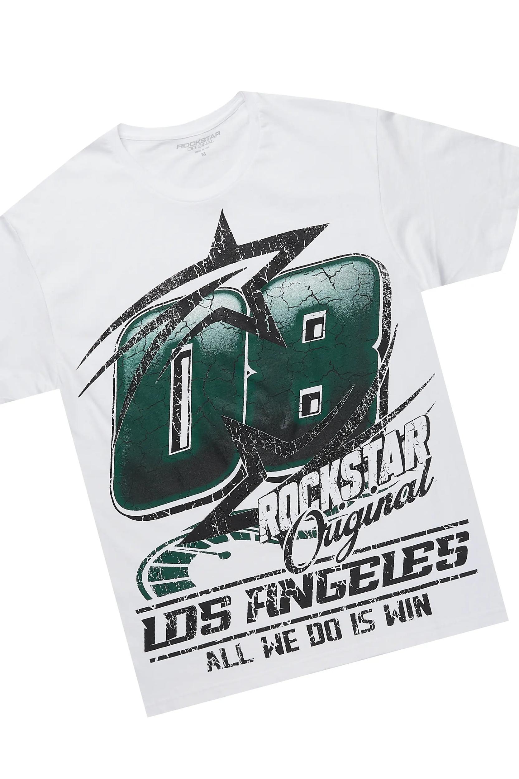 Kastell White/Green T-Shirt/Stacked Baggy Track Pant Set Male Product Image