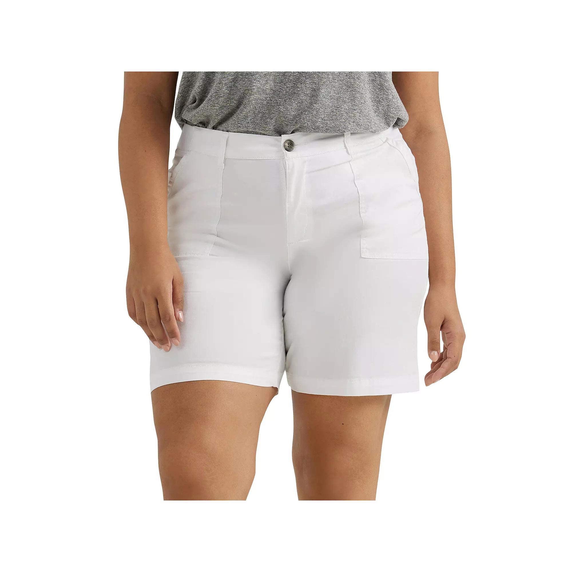 Plus Size Lee FLEX TO GO Utility Bermuda Shorts, Women's, Size: 18 W, White Product Image