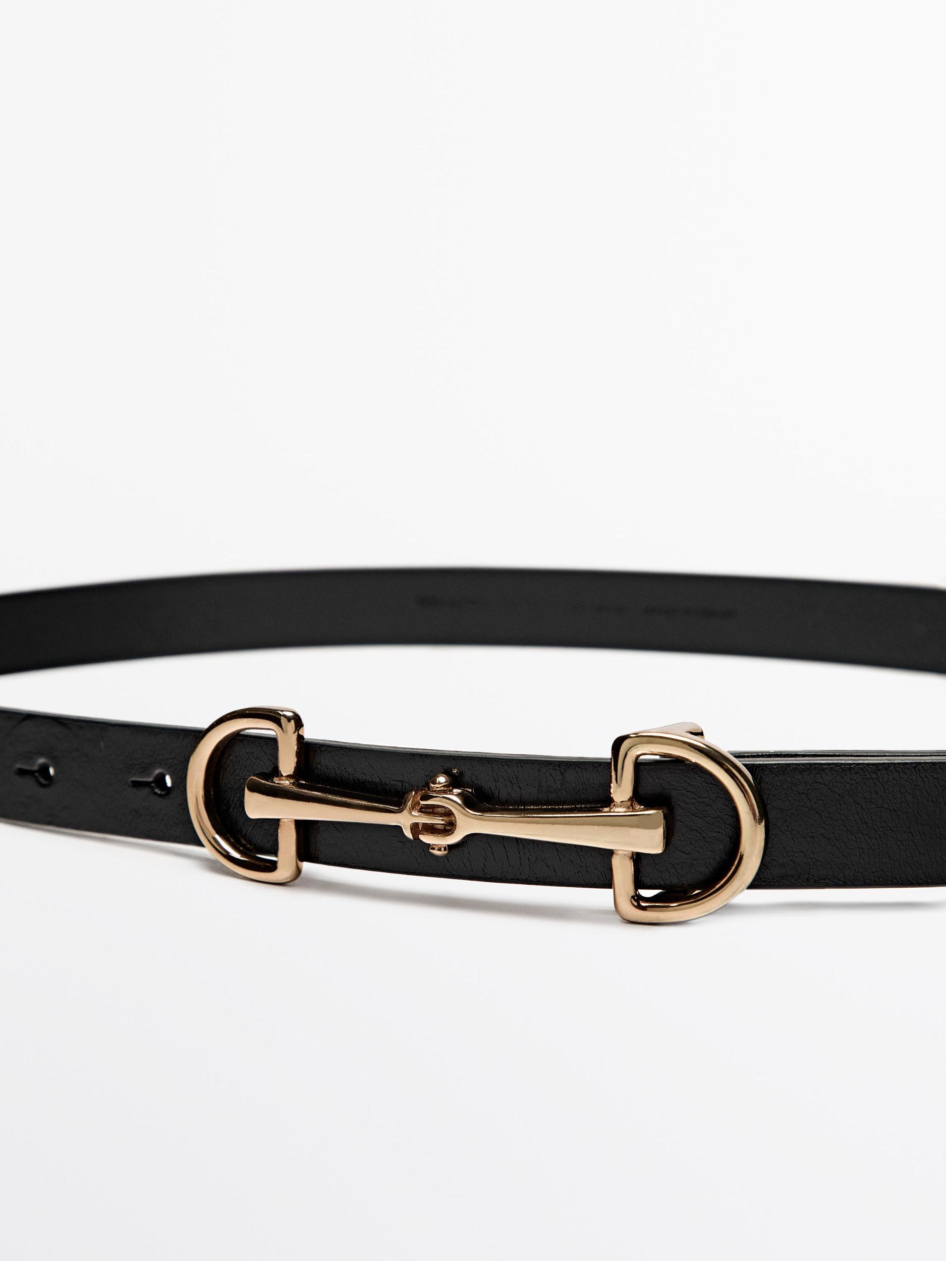 Nappa leather belt with equestrian buckle Product Image