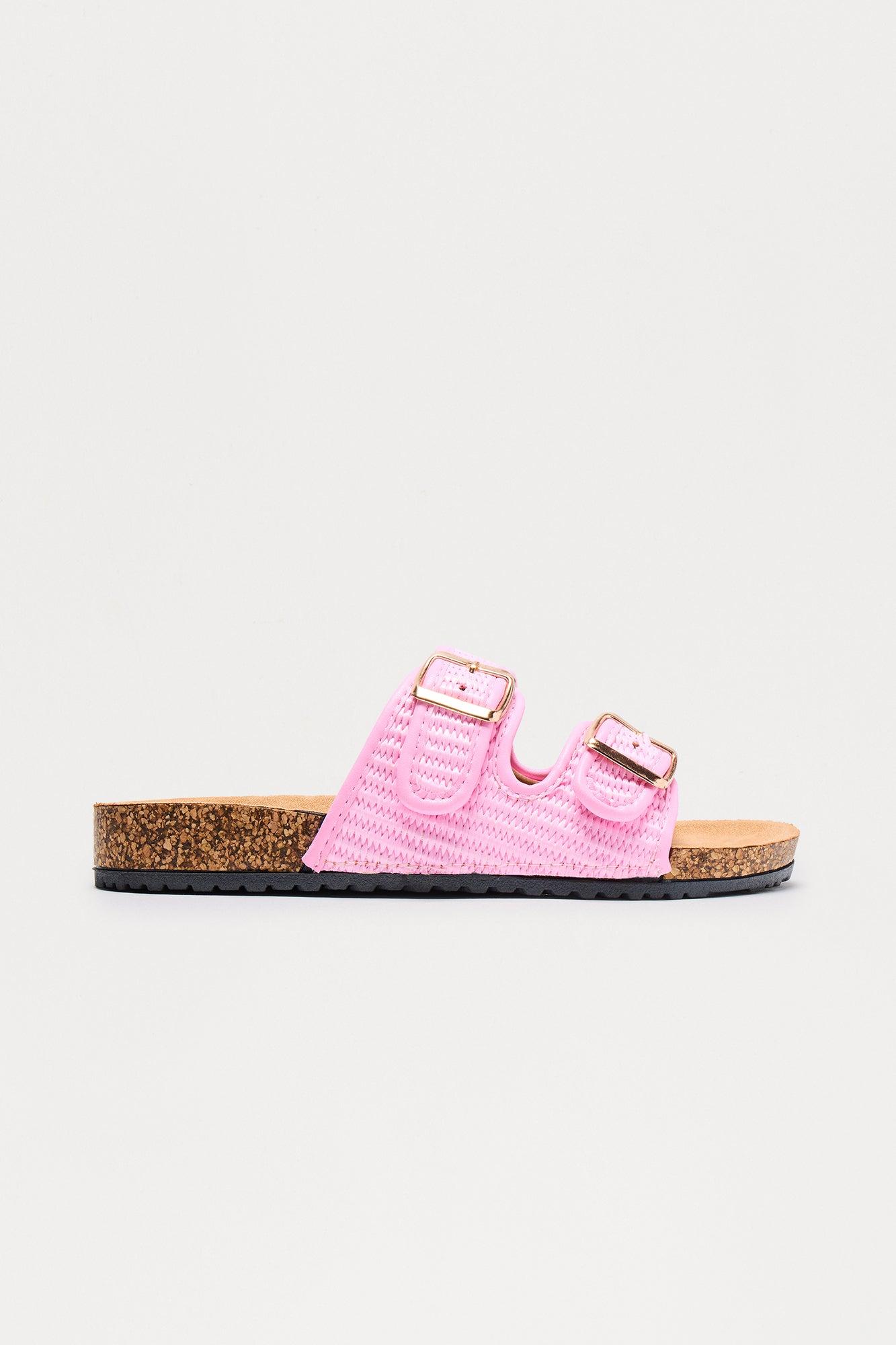 Flounder Raffia Buckle Sandals - Pink Female Product Image