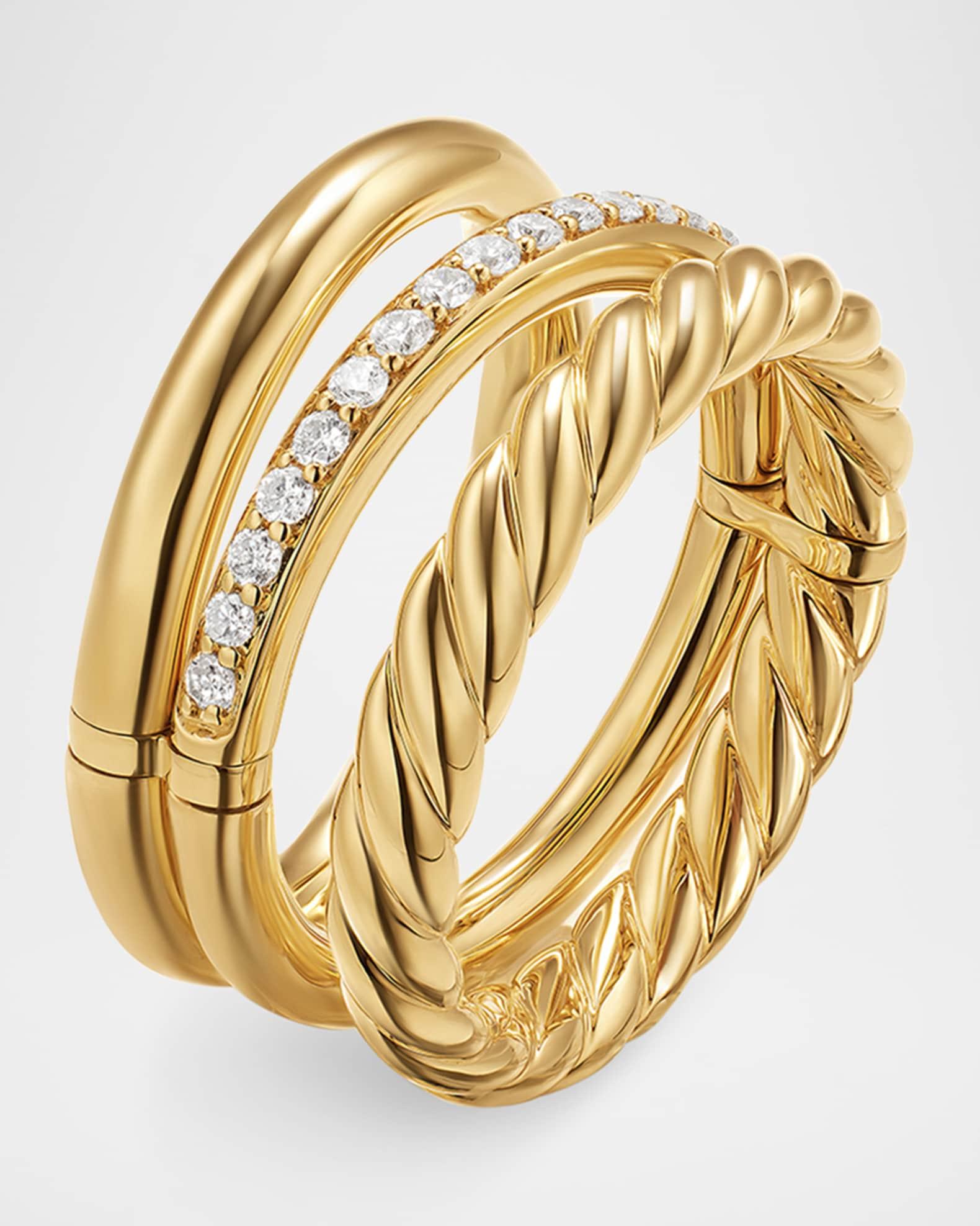 DY Mercer 3 Row Ring with Diamonds in 18K Gold, 9mm Product Image