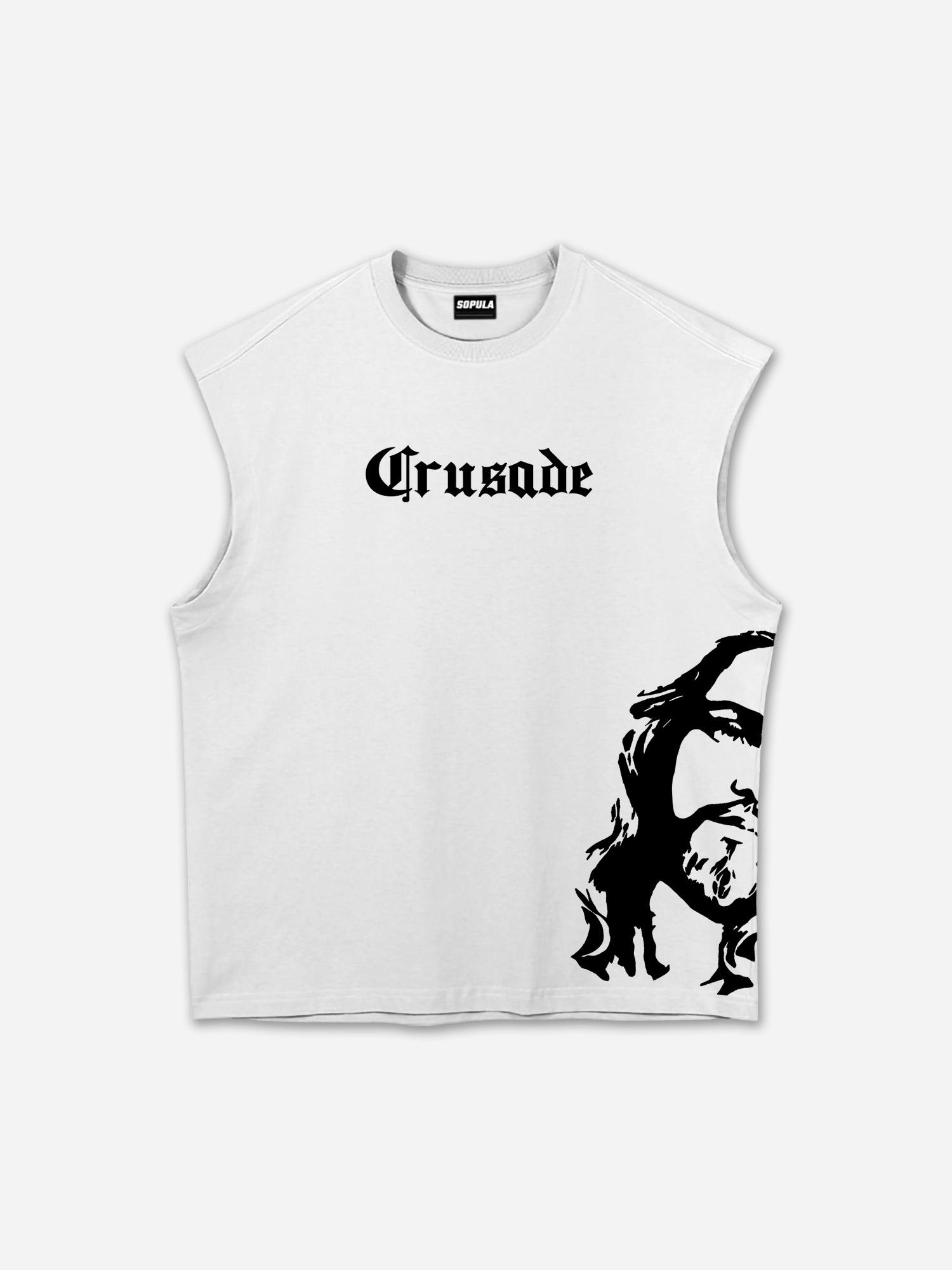 Sopula Fashionable God-Crusade Print Cotton Casual Tank Top Product Image
