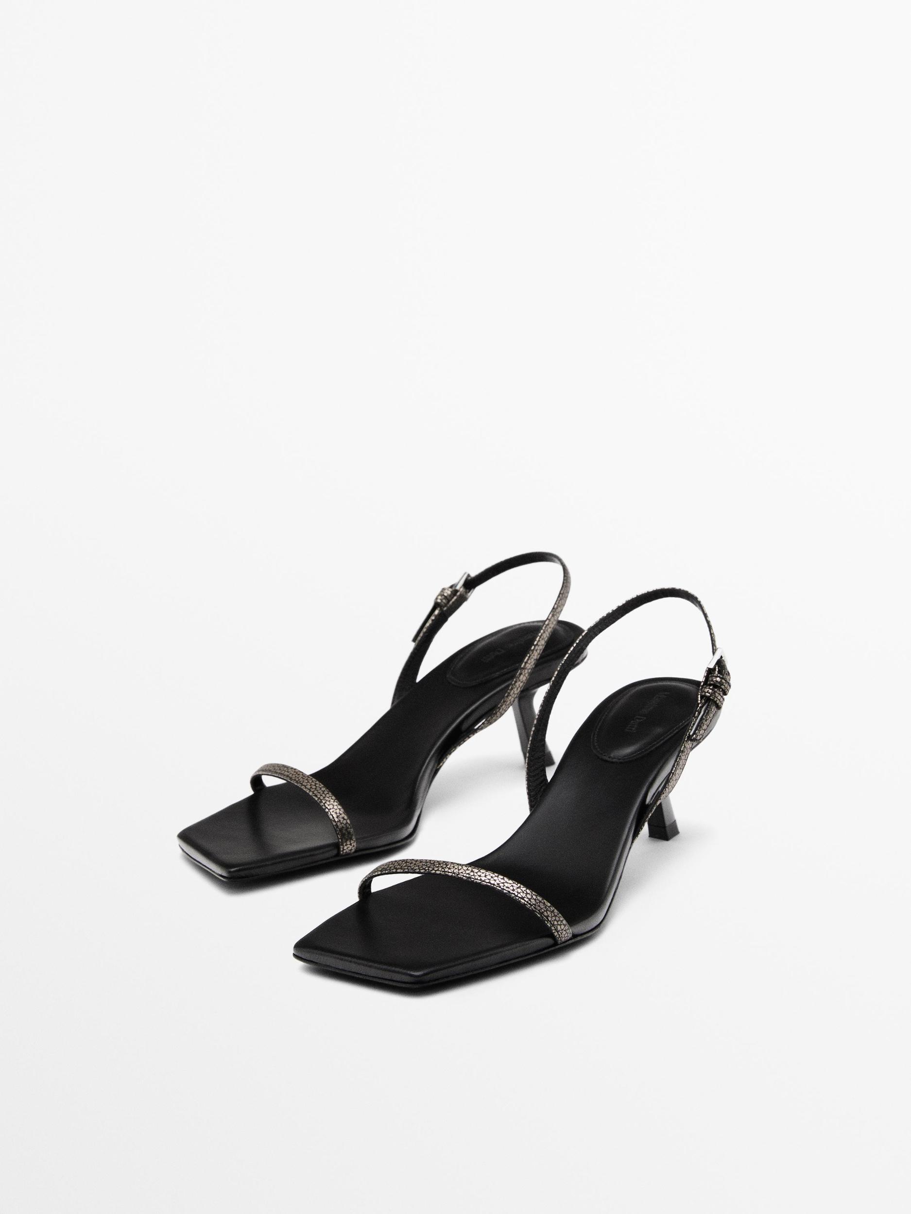 Printed heeled strappy sandals Product Image