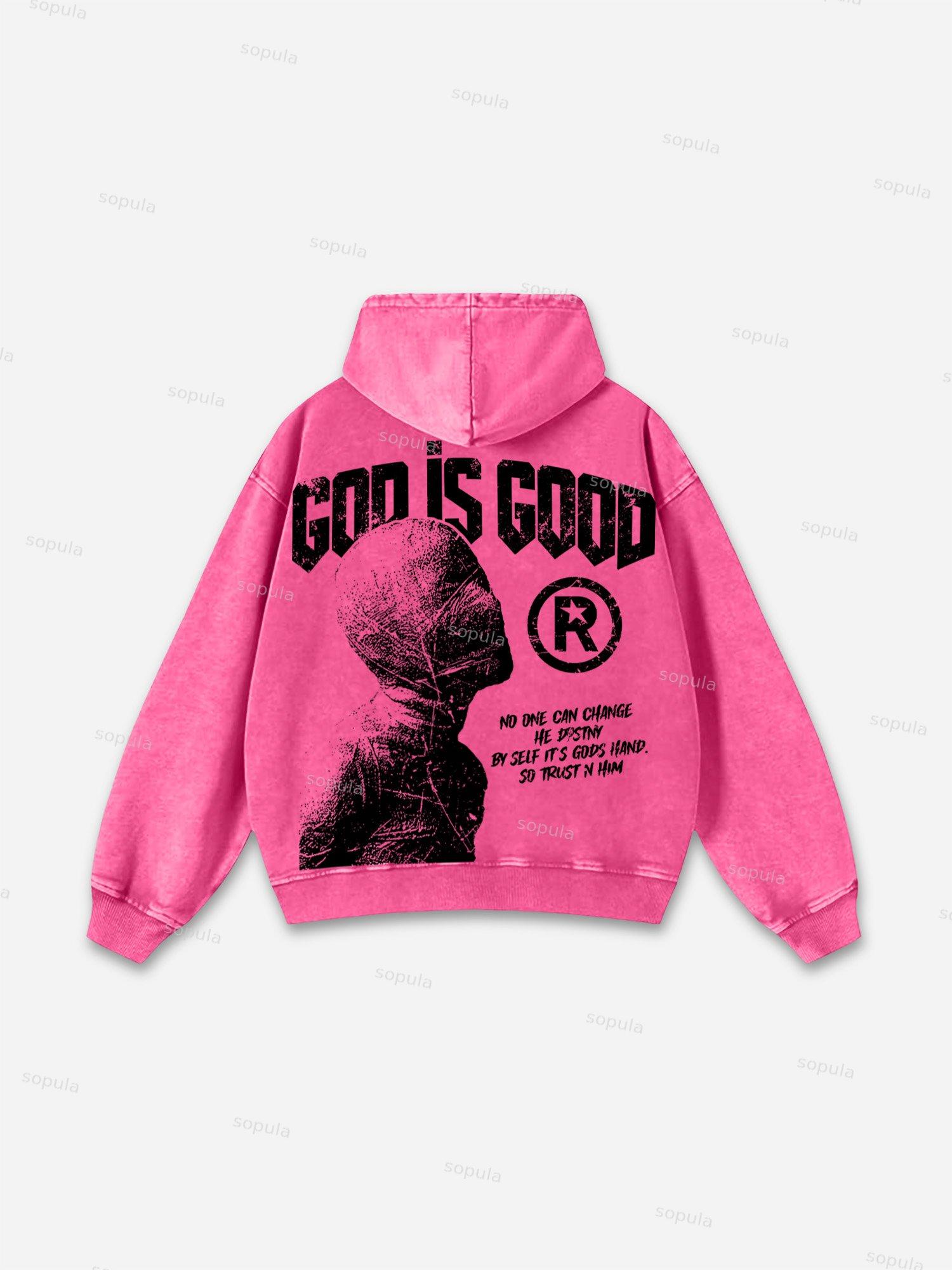 God Is Good - Vintage Destiny Mummy Graphic Acid Wash Hoodie Product Image