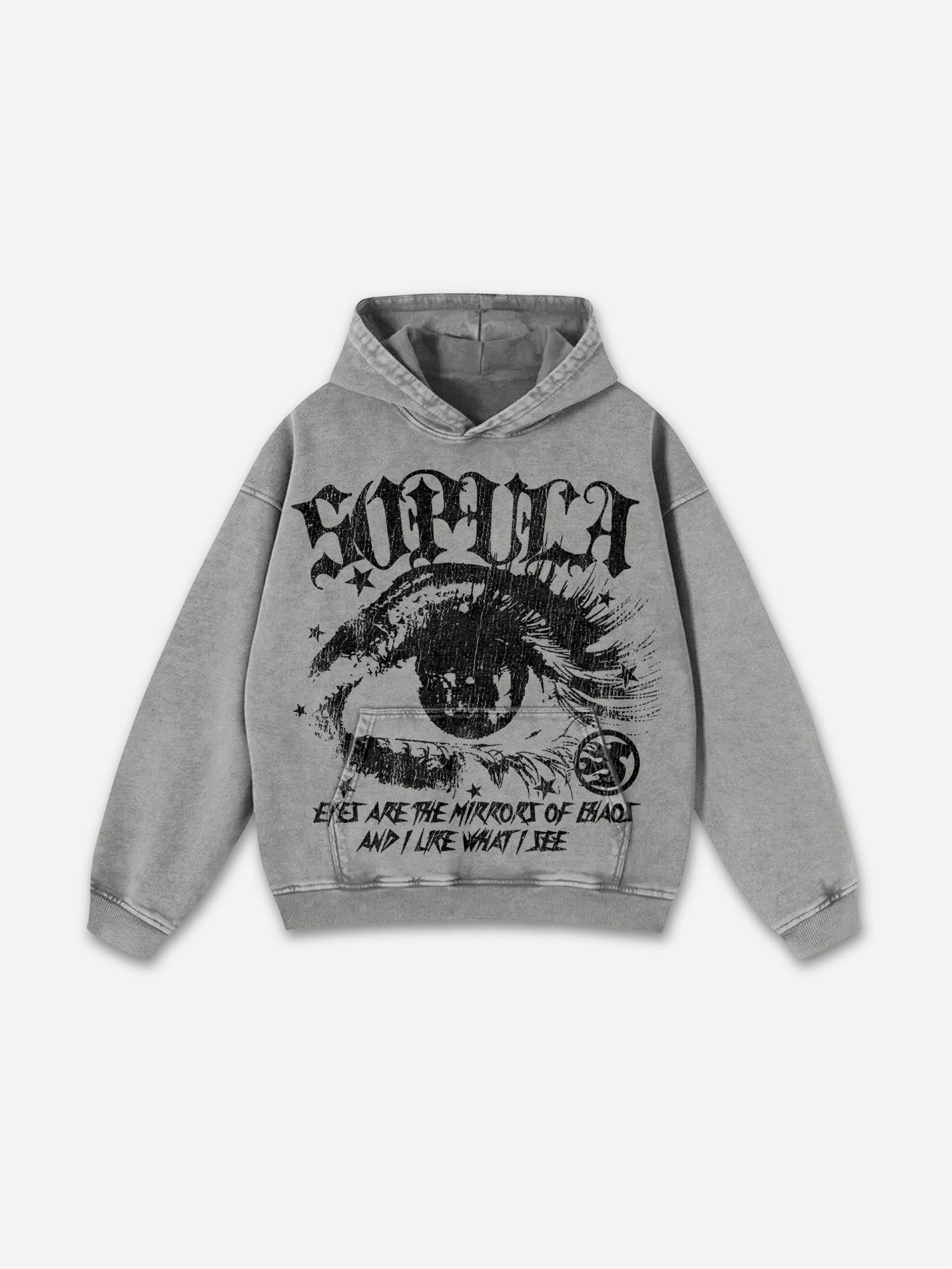 Sopula Star Eyes Graphic Acid Washed Hoodie Product Image