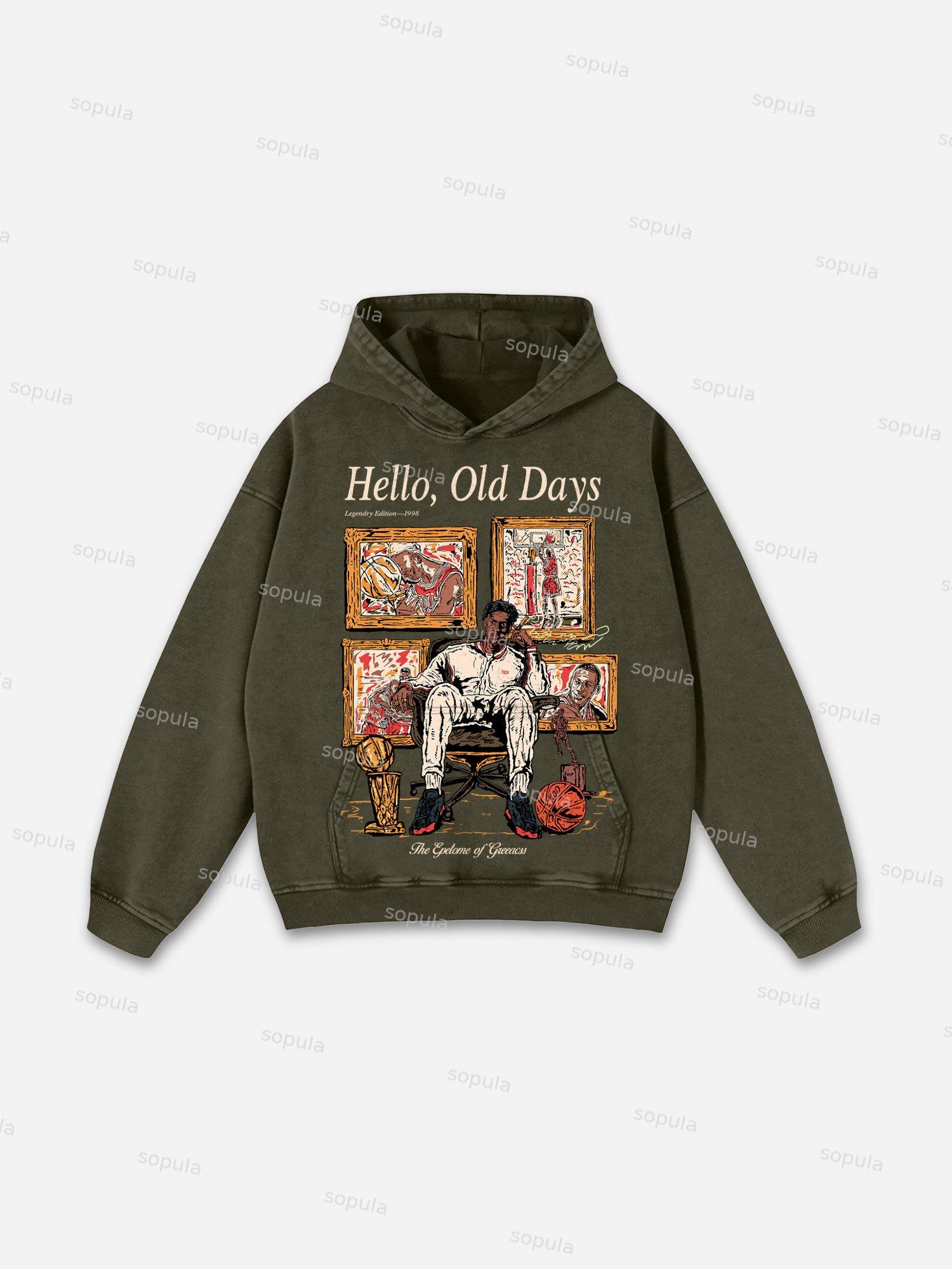 Sopula Vintage Old Times Graphic Acid Washed Oversized Hoodie Product Image