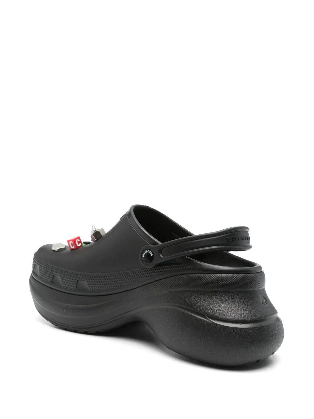 BALENCIAGA Platform Sandals Embellished Ventilation Holes In Black Product Image