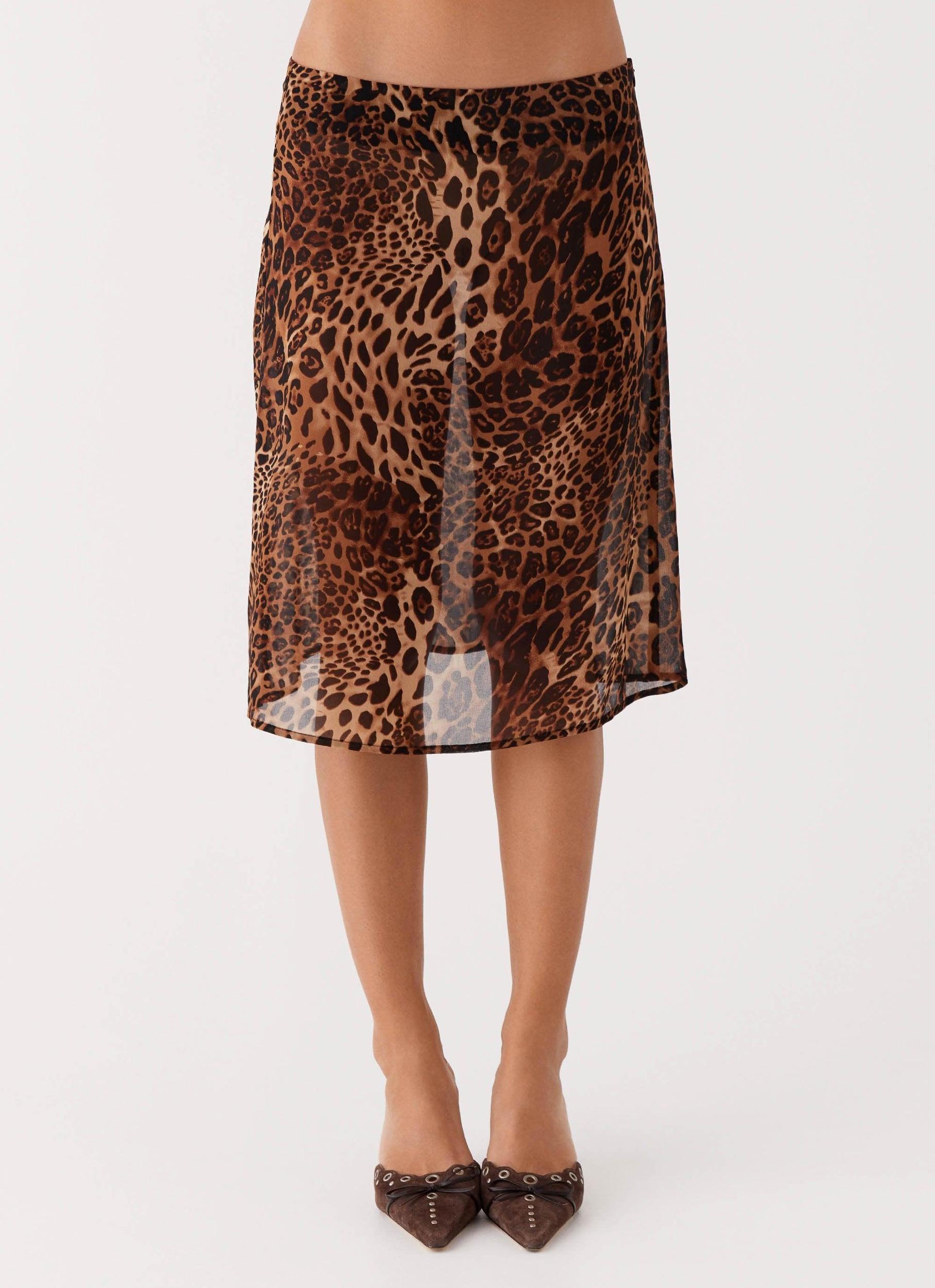 Evoke Chiffon Midi Skirt - Leopard Product Image