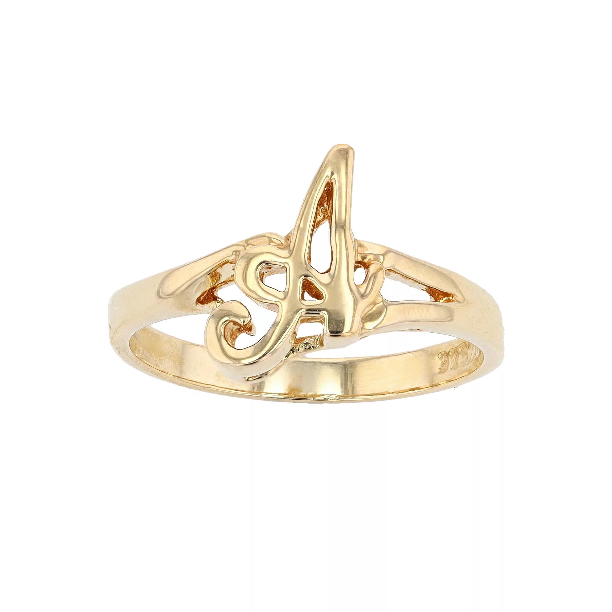 Traditions Jewelry Company 18k Gold Over Silver Script Initial Ring, Womens Product Image