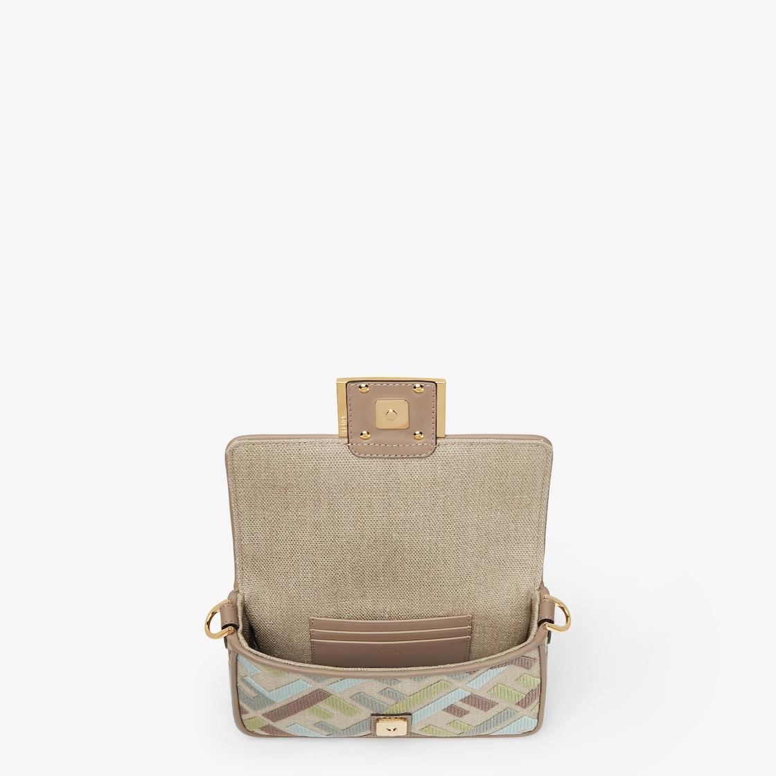Baguette MiniCanvas bag with multicolor FF embroidery Product Image