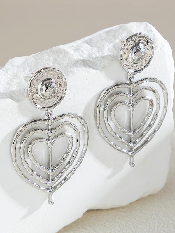Normcore Geometric Heart Shape Hollow Solid Color Drop Earrings Product Image