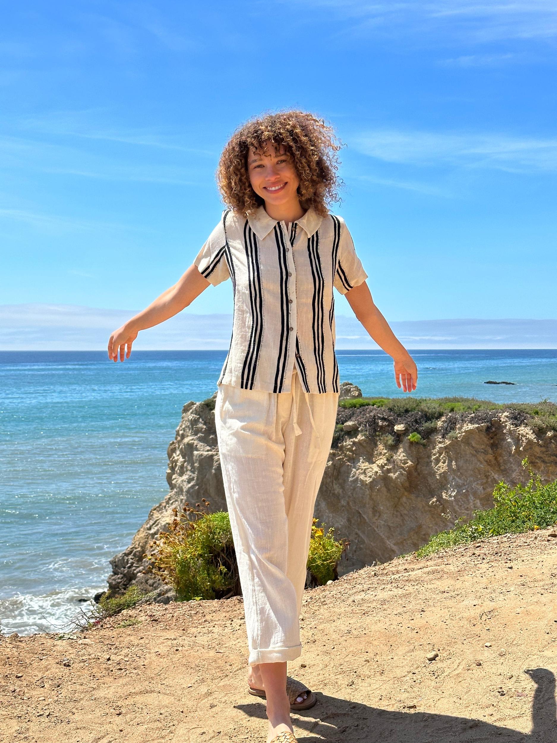 Hand Embellished Striped Shirt Product Image