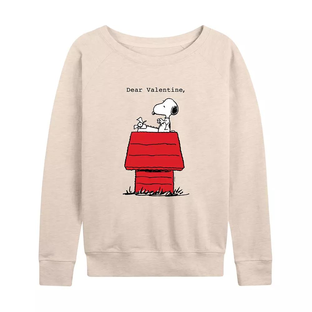 Women's Peanuts Dear Valentine Snoopy French Terry Long Sleeve Tee,  Product Image