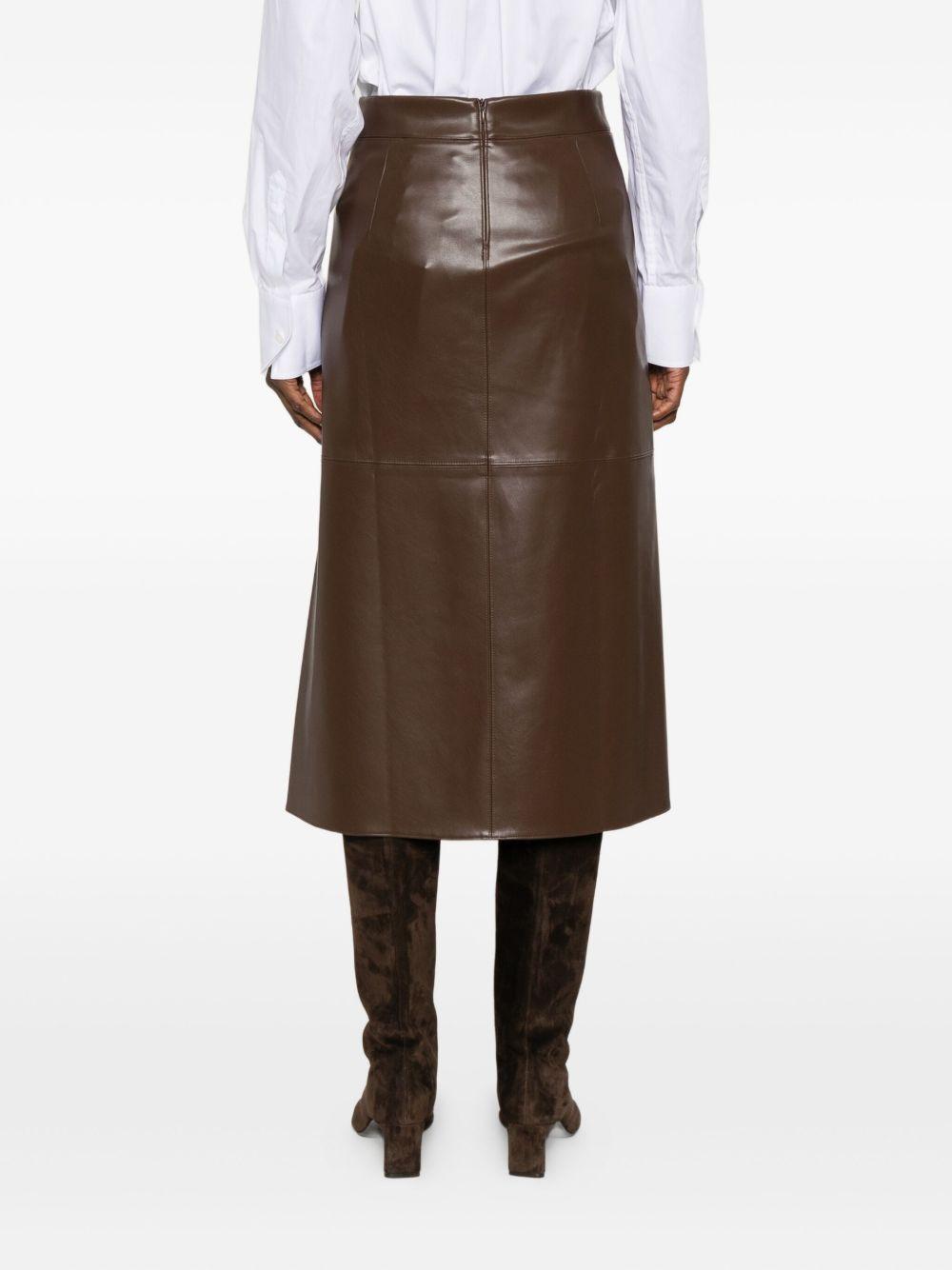 faux-leather panelled midi skirt Product Image
