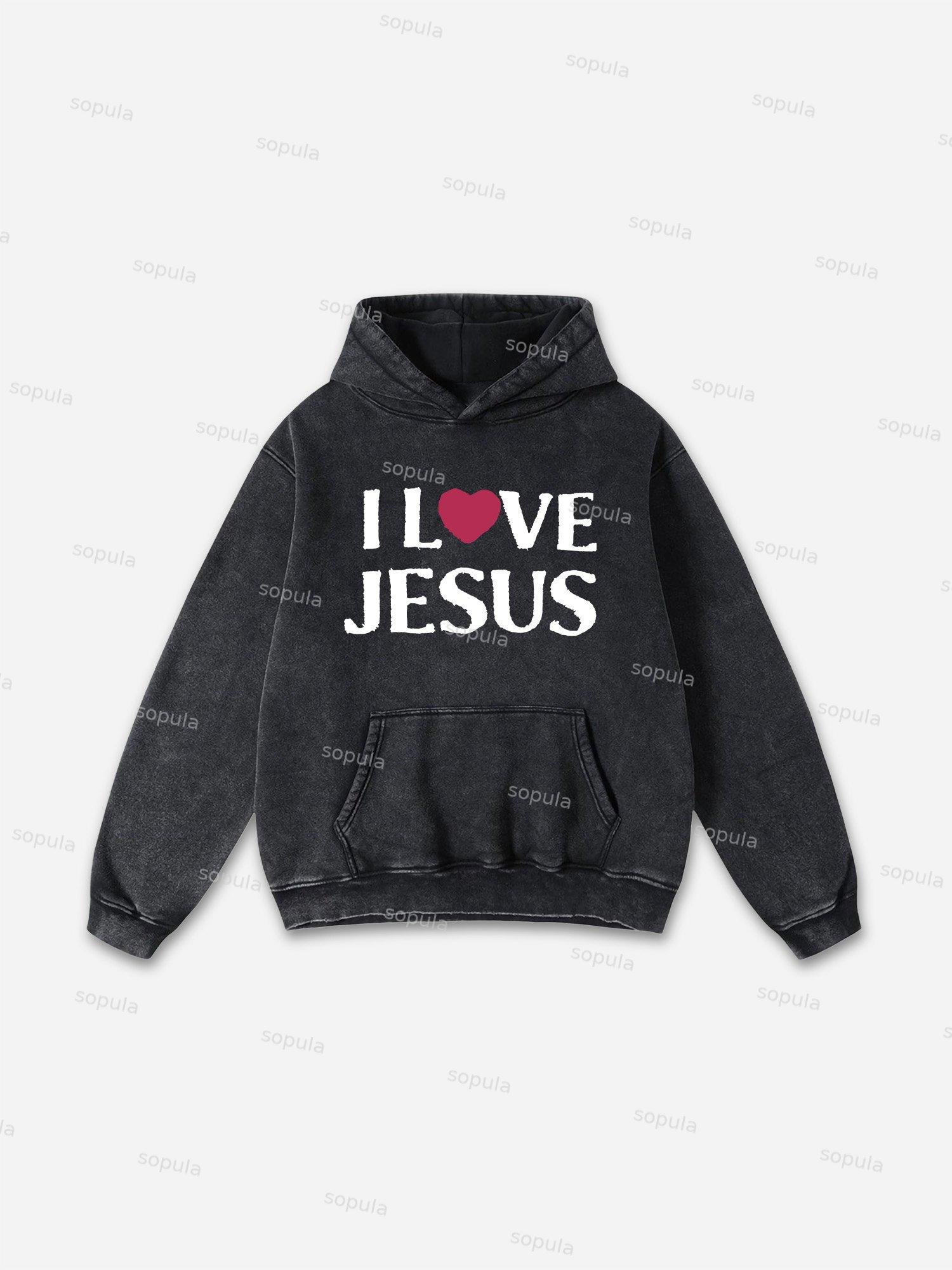 Sopula Trust Jesus Vintage Slogan Graphic Washed Hoodie Product Image