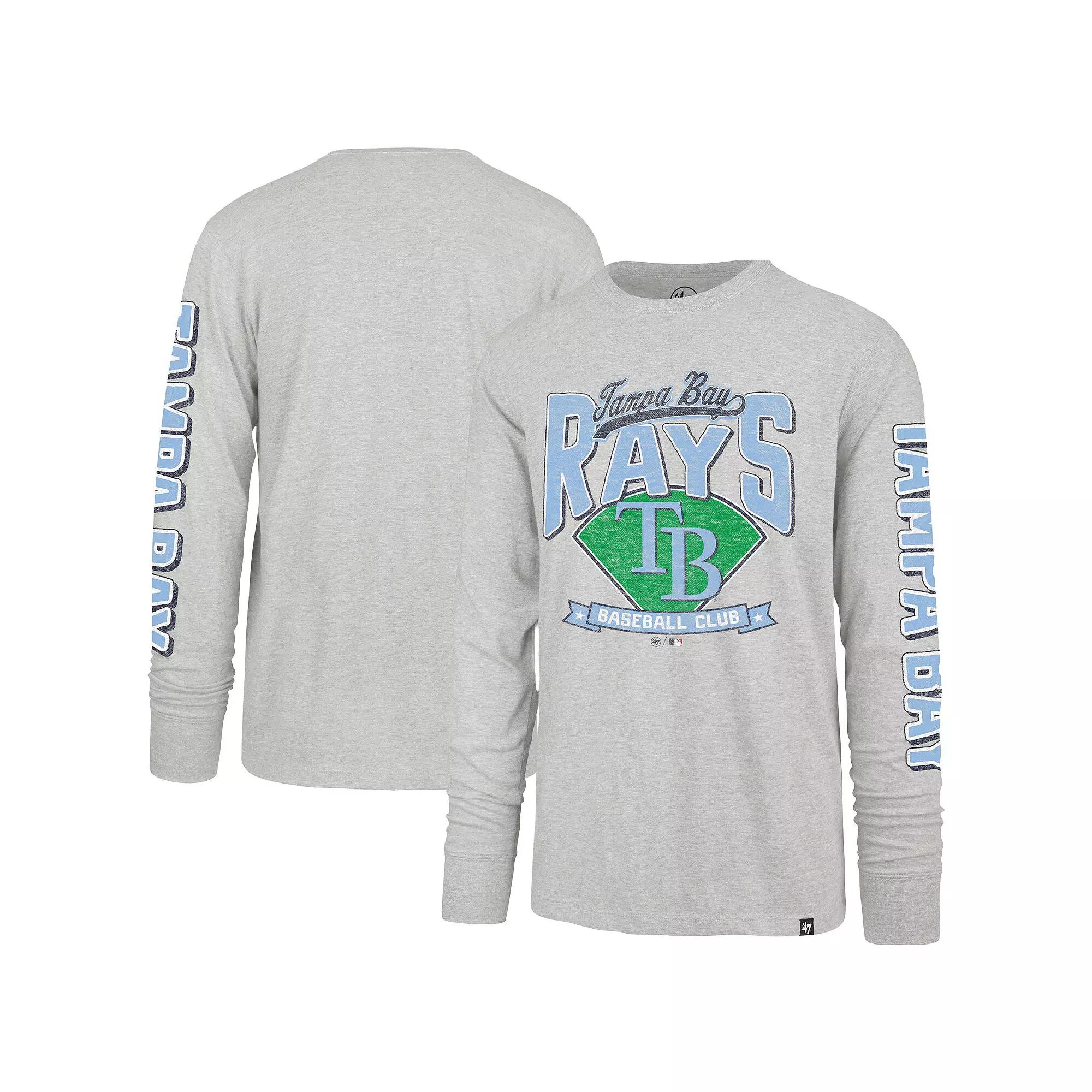 Men's '47 Gray Tampa Bay Rays Fair Ball Franklin Long Sleeve T-Shirt, Size: 2XL, Grey Product Image
