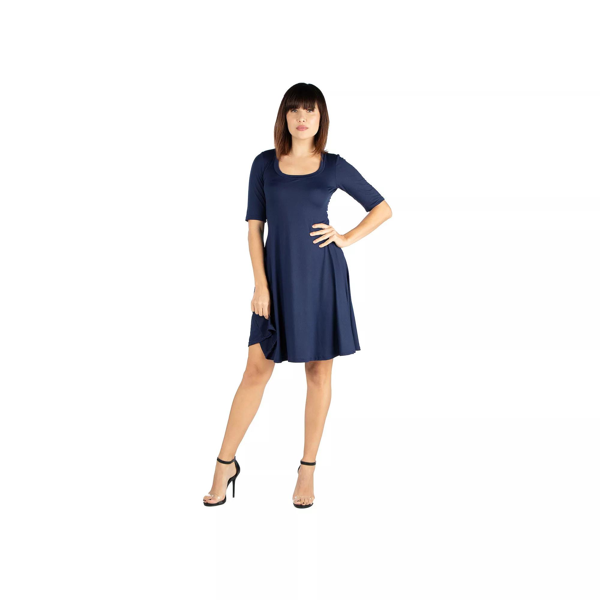 Women's 24seven Comfort Apparel Knee Length A-Line Dress, Size: XXL, Blue Product Image