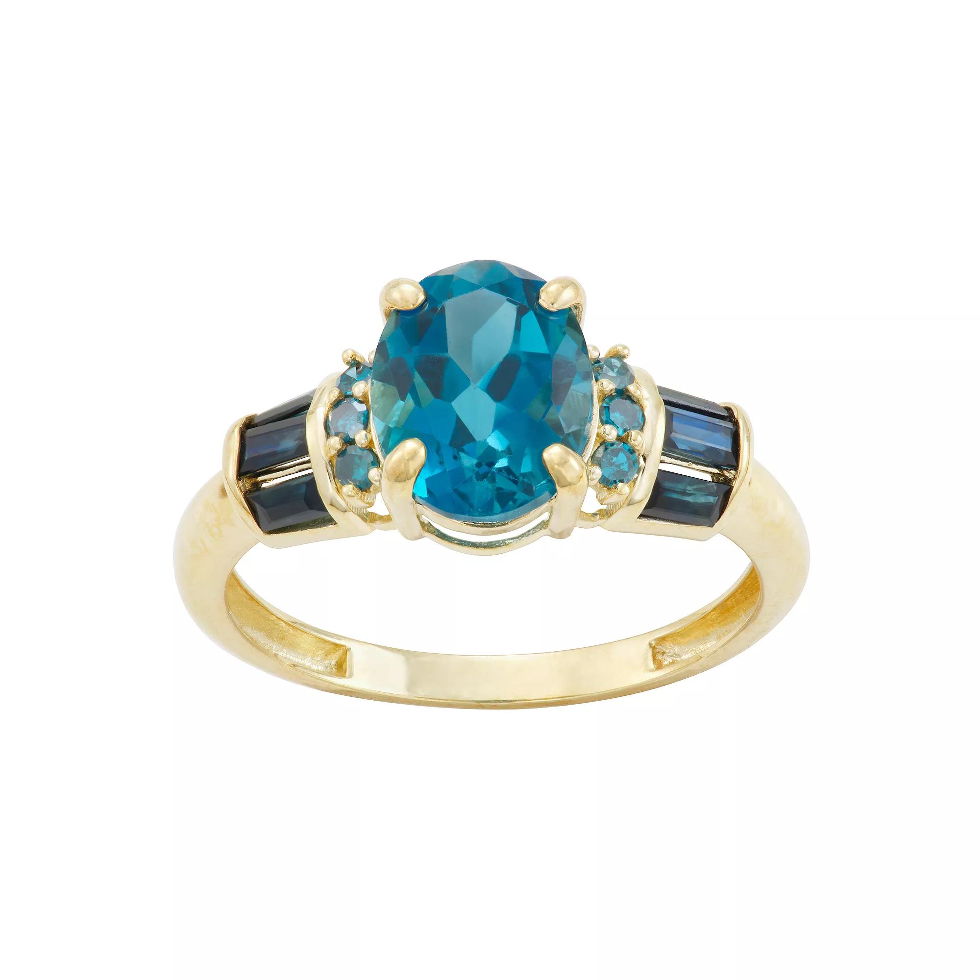 Tiara 10k Gold Sapphire, London Blue Topaz & Diamond Accent Ring, Womens Yellow Product Image