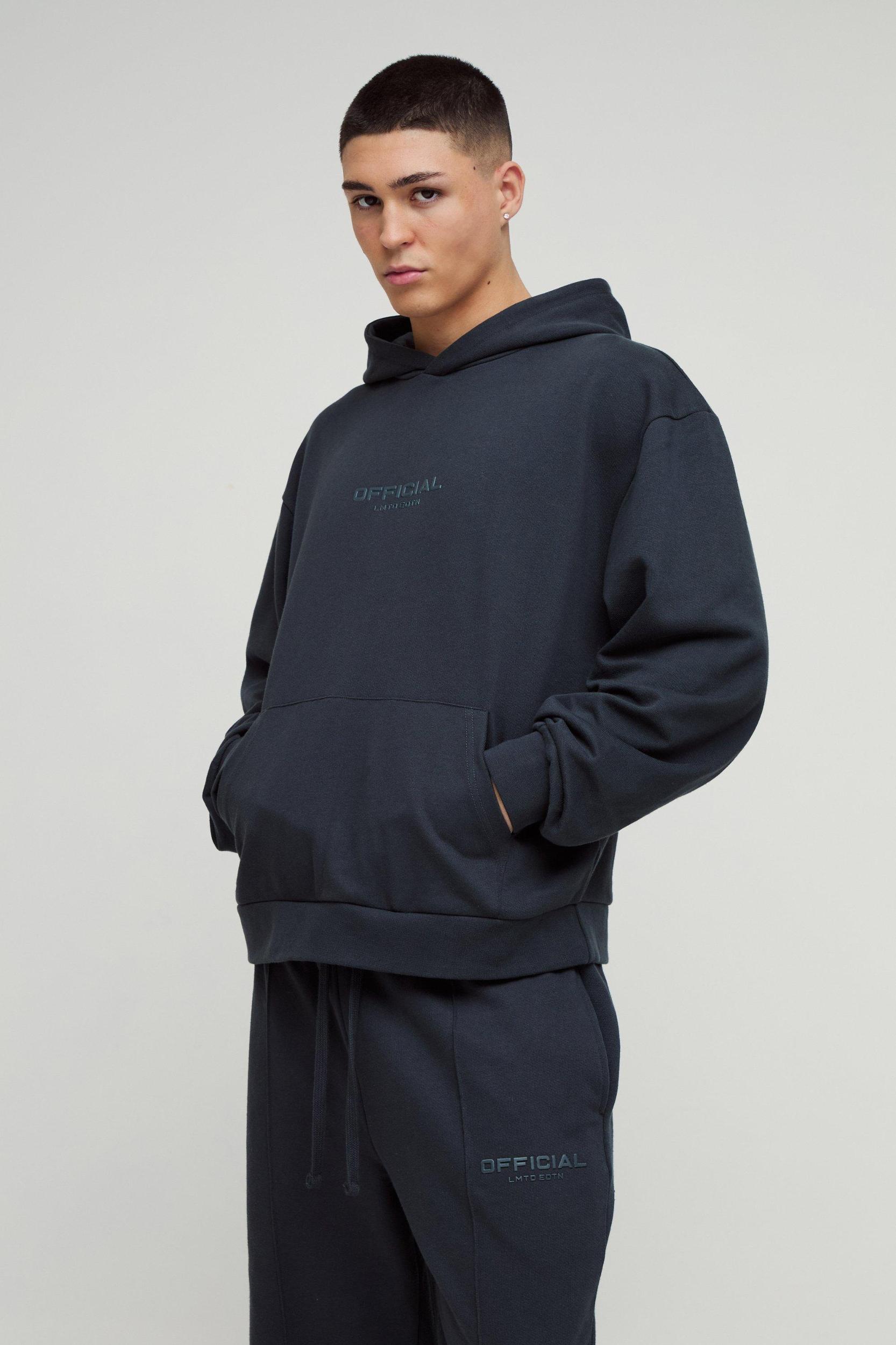Oversized Boxy Heavyweight Hoodie Tracksuit | boohooMAN USA Product Image