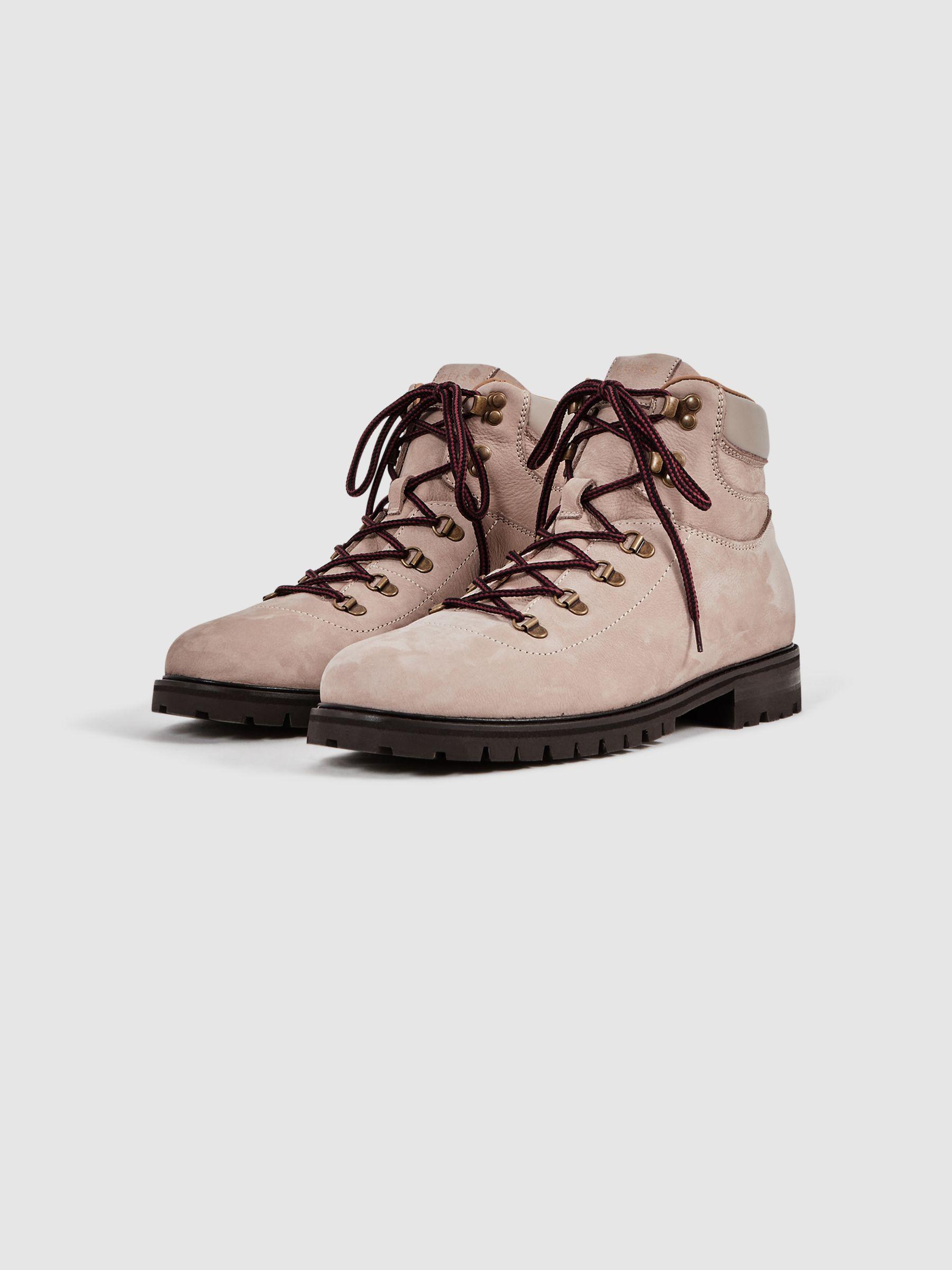 Leather Hiking Boots in Stone Product Image