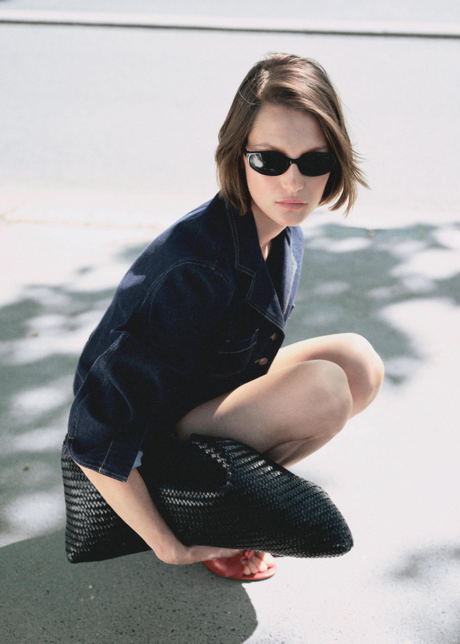 Fitted denim jacket with pockets - Women | MANGO USA Product Image