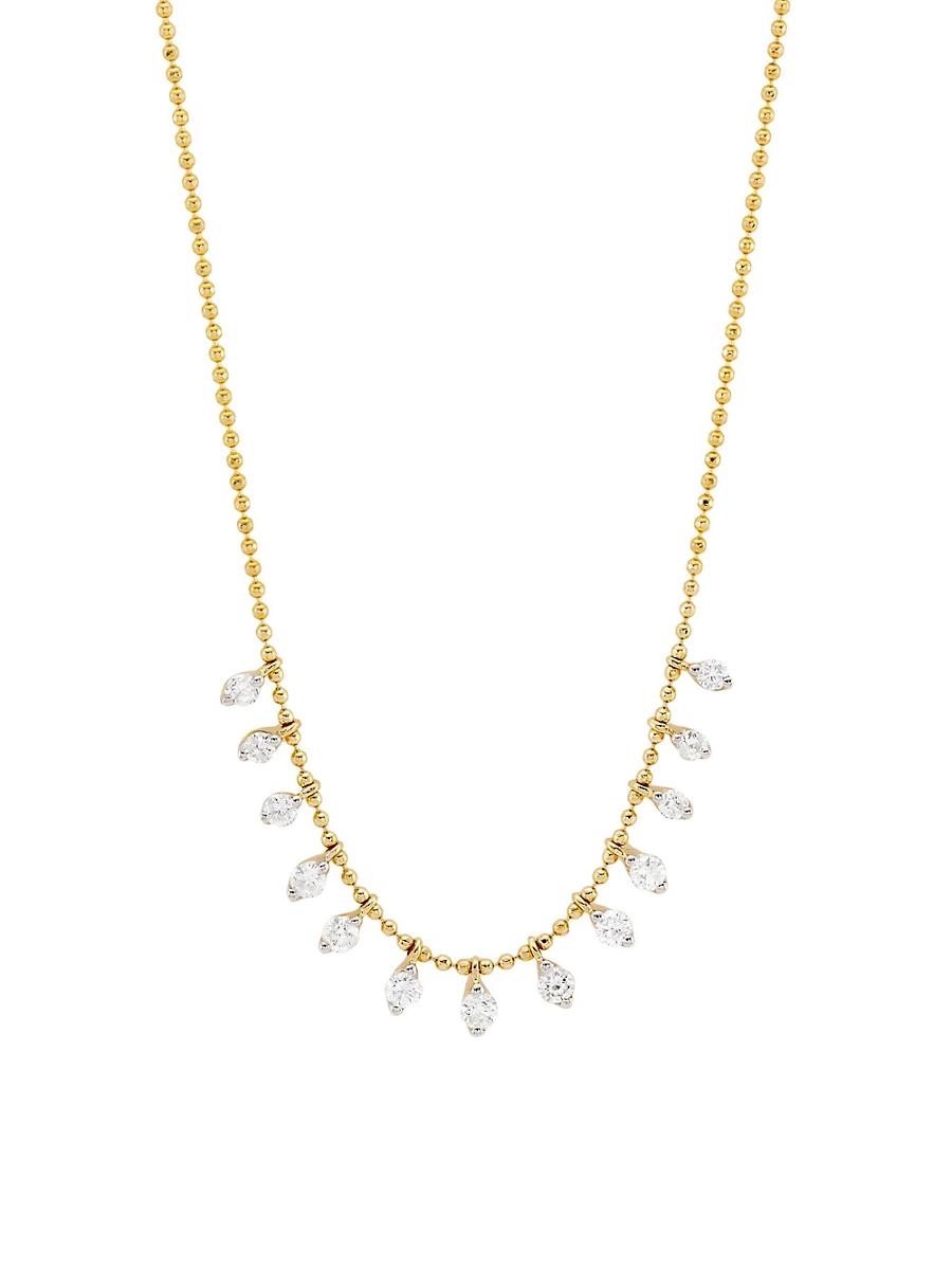 Womens 14K Yellow Gold & 0.50 TCW Diamond Station Necklace Product Image