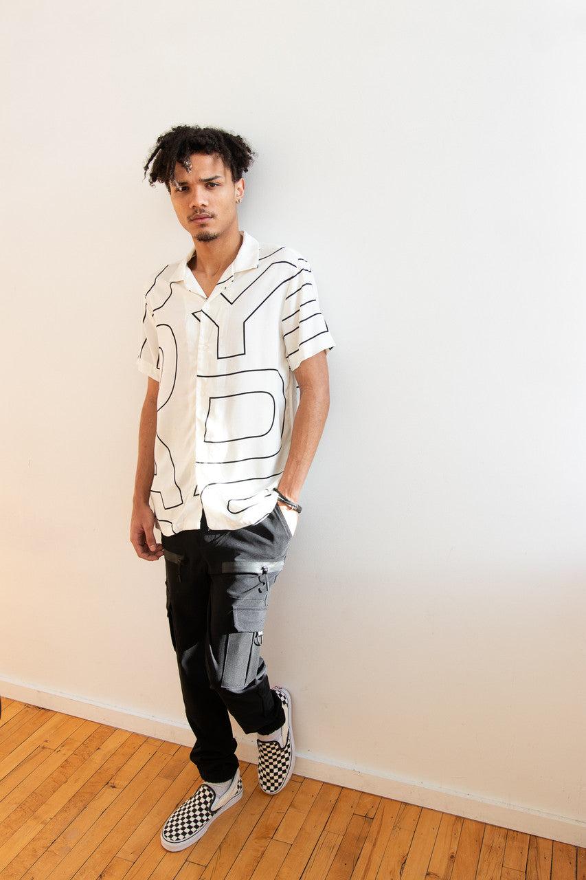 Graphic Block Letter Button Up Shirt Product Image