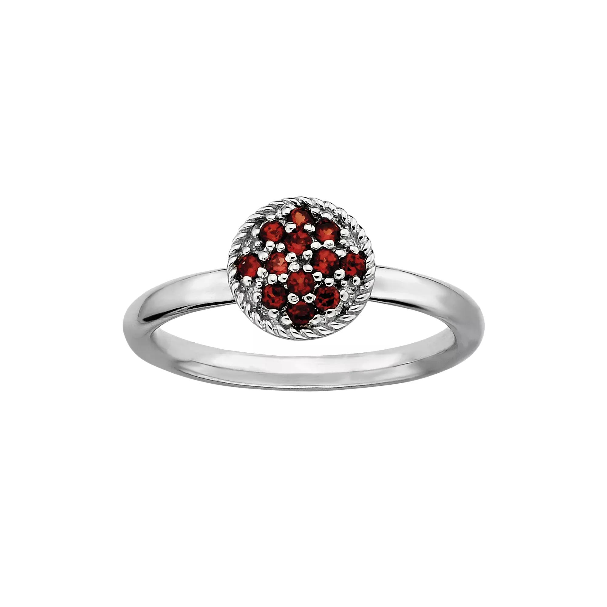 Stacks & Stones Sterling Silver Garnet Cluster Stack Ring, Women's, Size: 5, Red Product Image