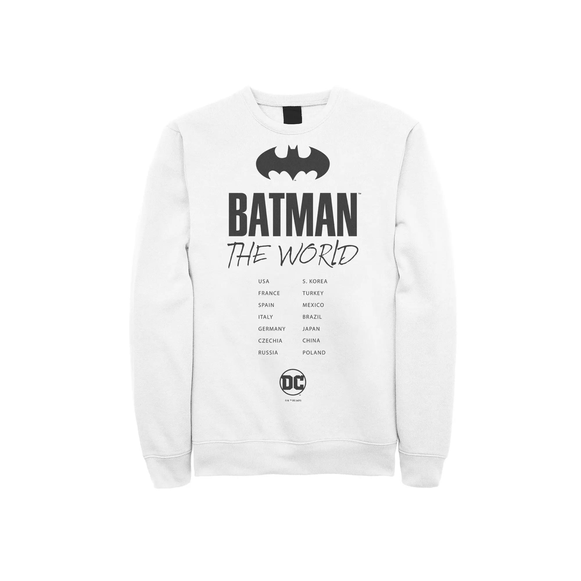 Men's Batman: The World White Bat Logo Stamp Sweatshirt, Boy's, Size: Small Product Image