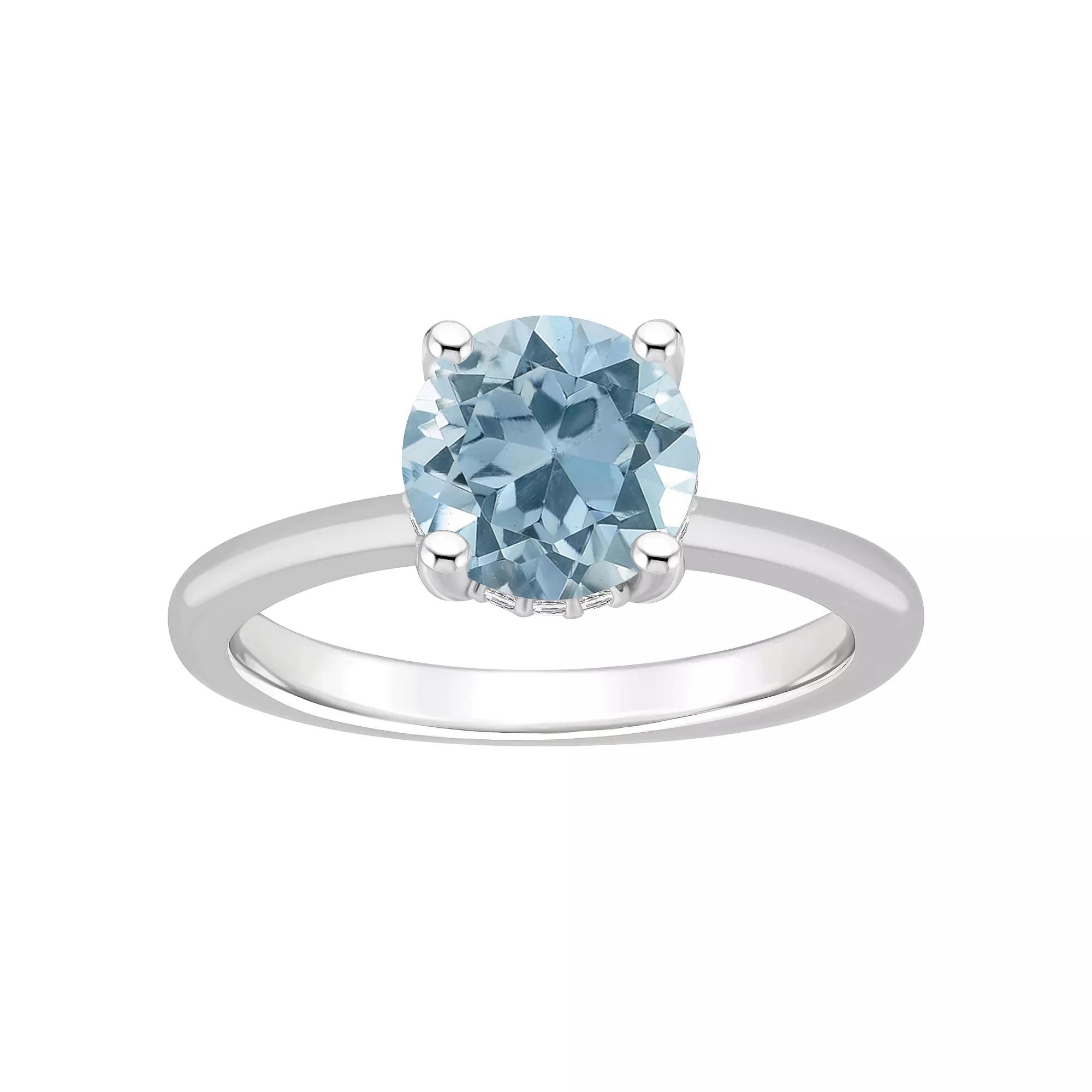 Alyson Layne 14k White Gold Round Sky Blue Topaz & Diamond Accent Ring, Women's, Size: 5 Product Image