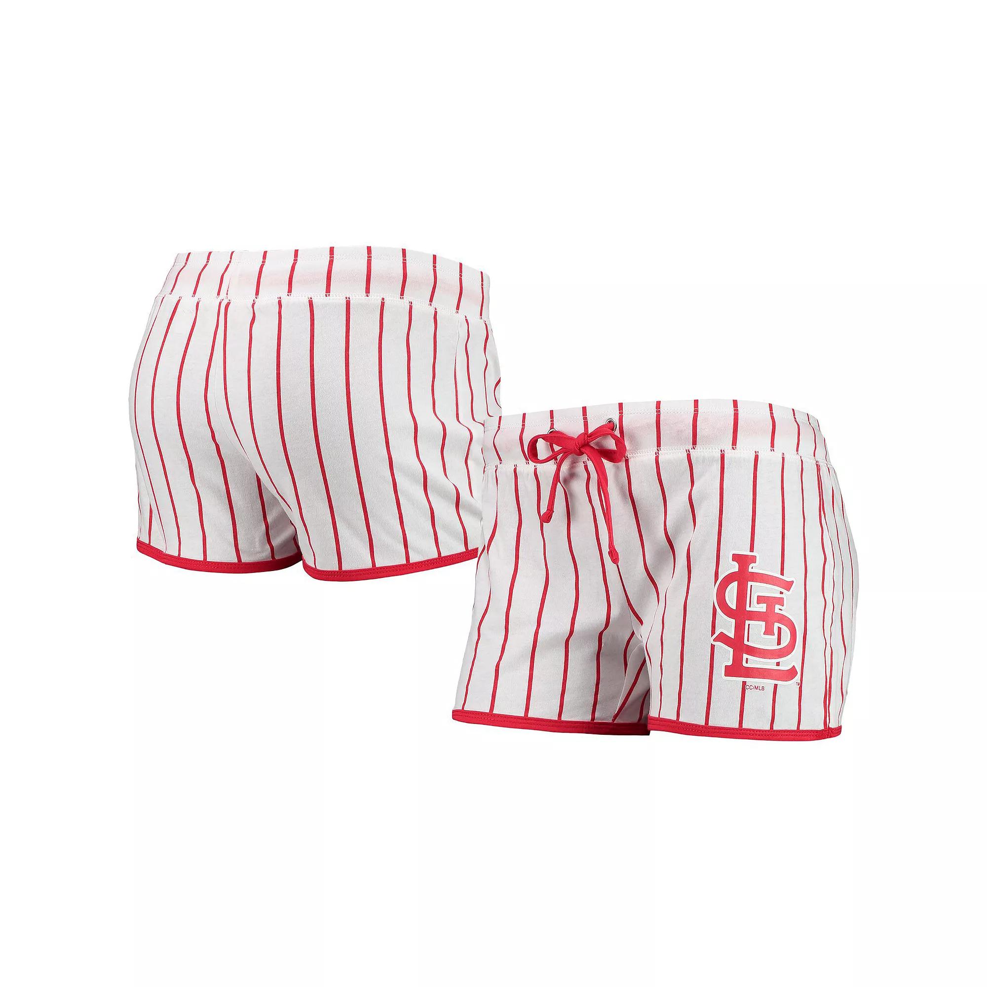 Women's Concepts Sport White St. Louis Cardinals Vigor Pinstripe Sleep Shorts, Size: XL Product Image