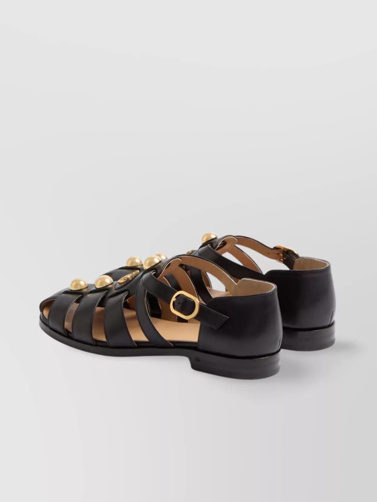 VALENTINO GARAVANI Vlogo Signature Faux-pearl Flat Sandals In Black Product Image
