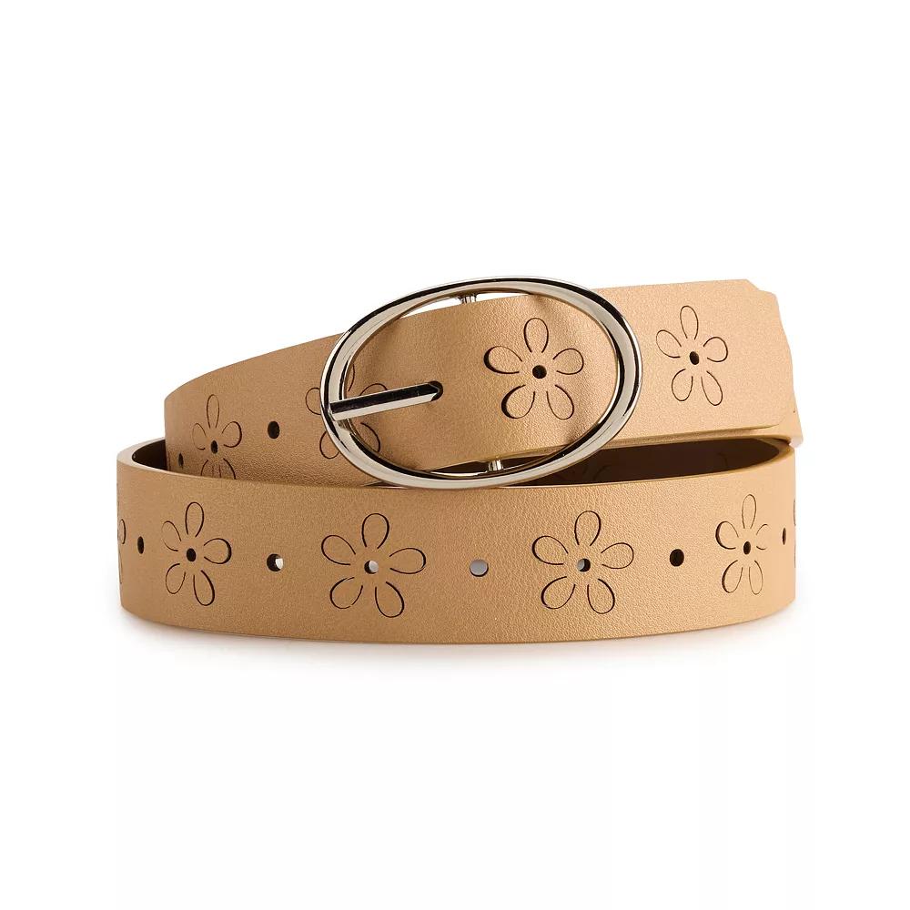 Women's madden girl Reversible Floral Cut-Out Belt, Size: Large, Brown Product Image