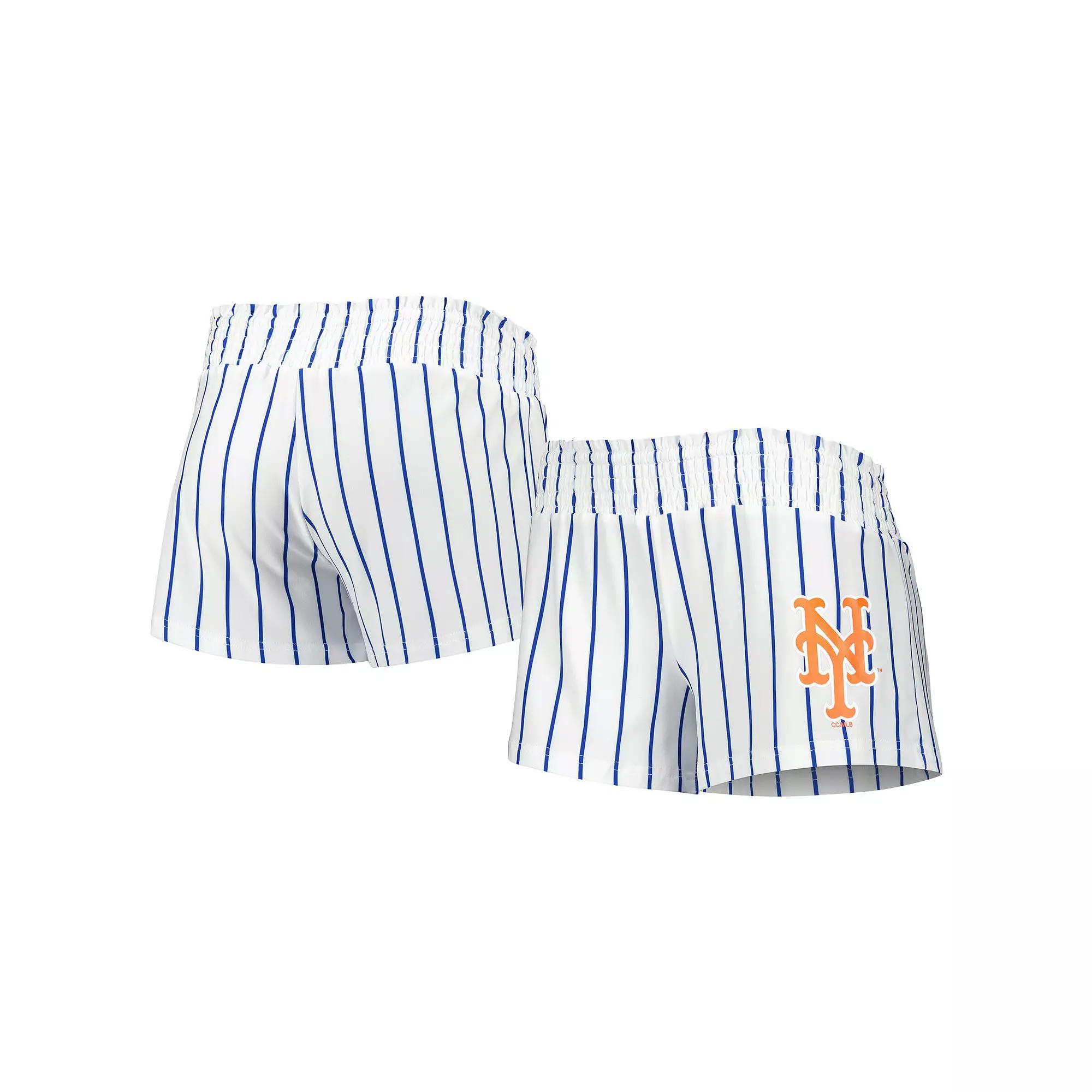 Women's Concepts Sport White New York Mets Reel Pinstripe Sleep Shorts, Size: Medium Product Image