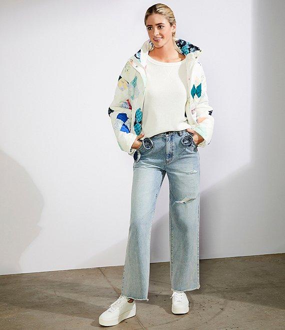 C&V Chelsea & Violet Round Neck Long Sleeve Brushed Waffle Oversized T-Shirt Product Image