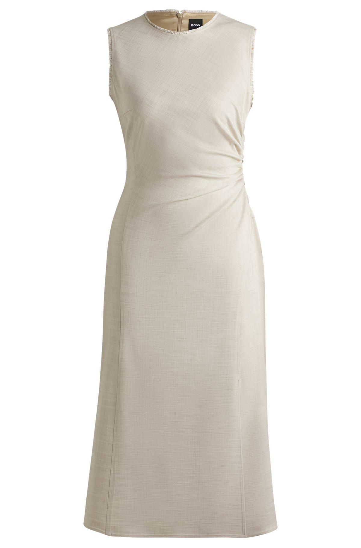 Melange dress with frayed and gathered details Product Image