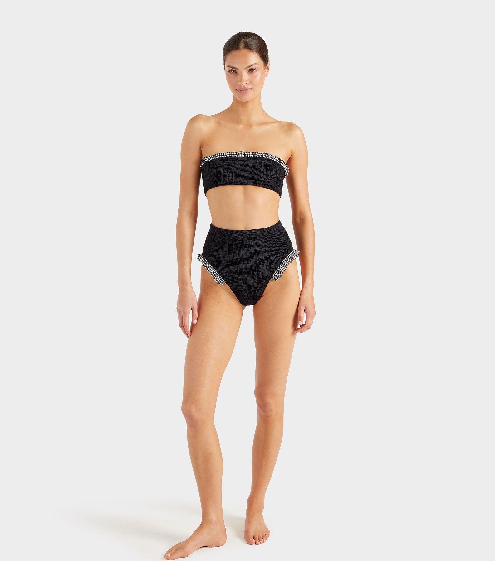 Peggy Bikini - Black Gingham Product Image