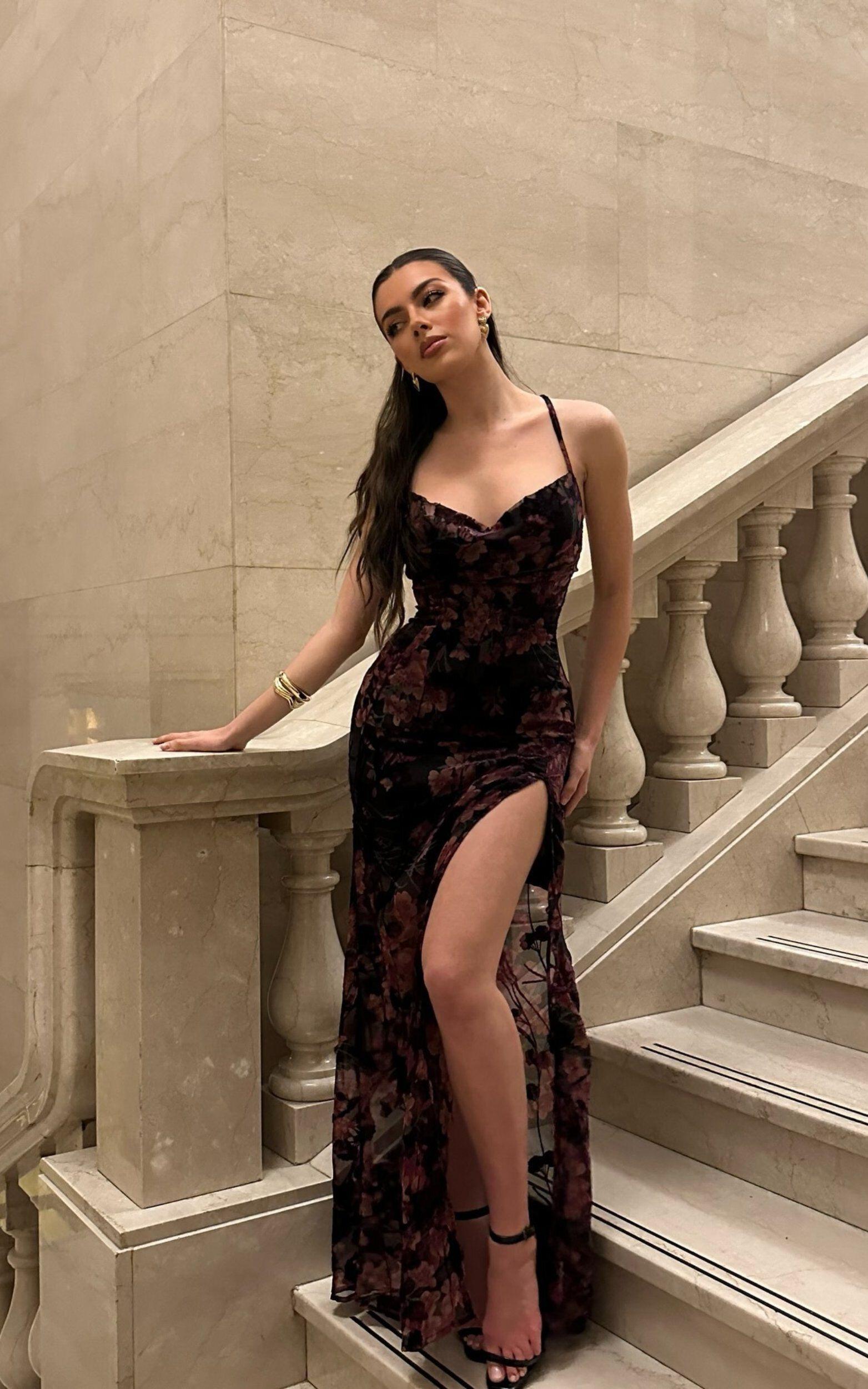 Aletta Maxi Dress - Cowl Cross Back Dress in Aletta Burn Out Floral Product Image