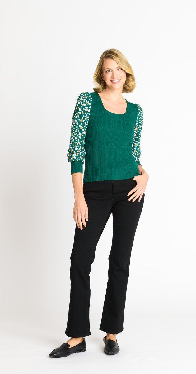 Rib Sweater with Printed Sleeve Product Image
