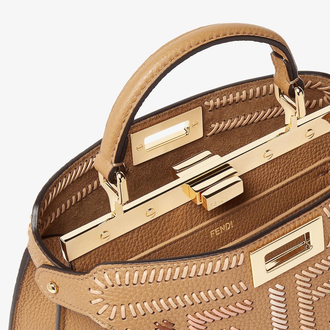 Peekaboo ISeeU SmallCappuccino-colored leather bag with FF interlacing Product Image