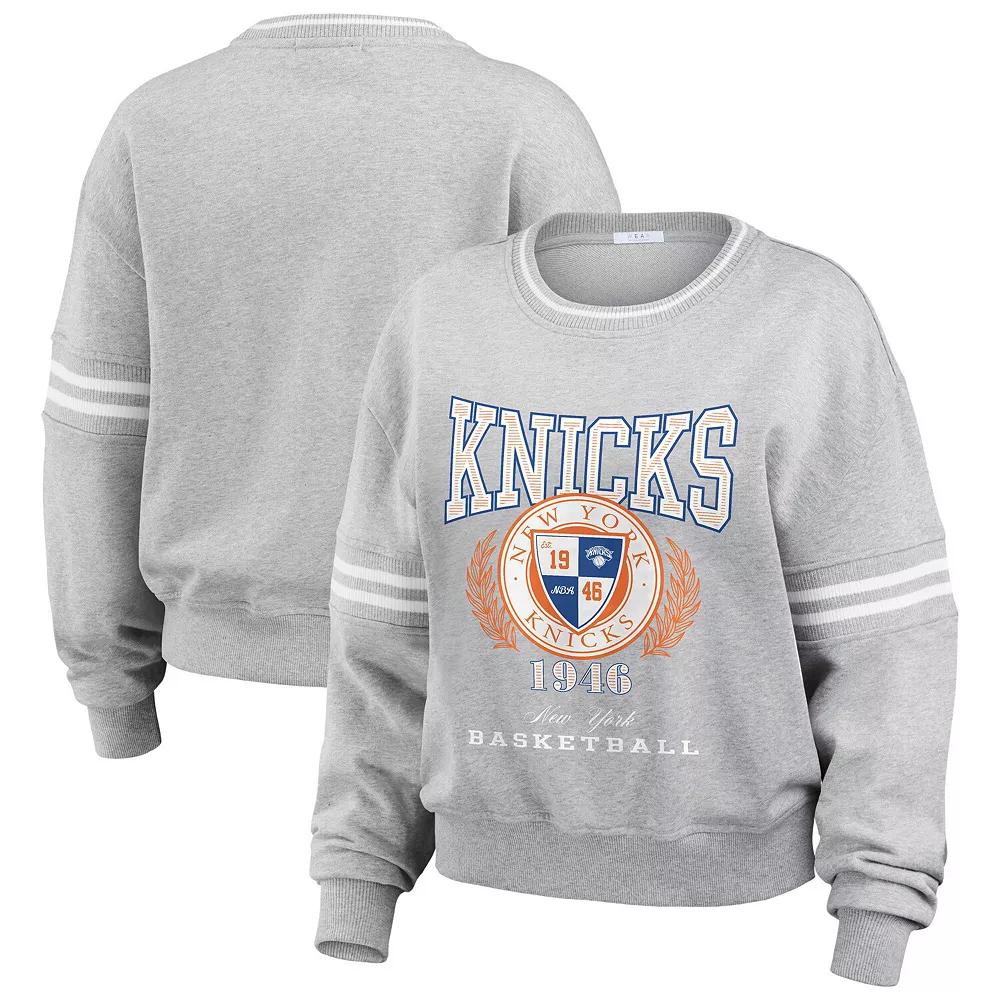 Women's WEAR by Erin Andrews Heather Gray New York Knicks French Terry Pullover Sweatshirt, Size: XL, Grey Product Image