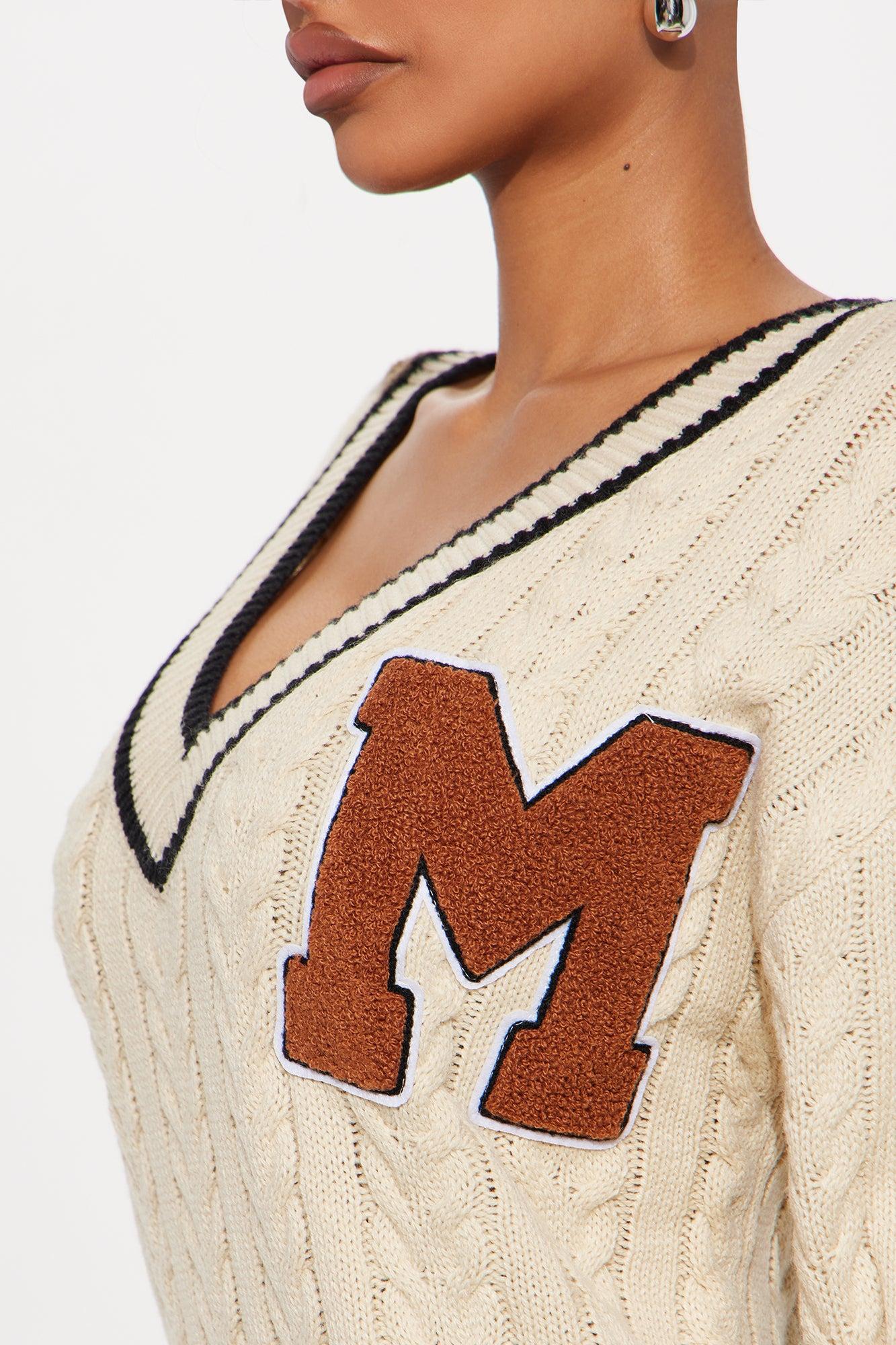 Varsity Blues Sweater Mini Dress - Cream Female Product Image